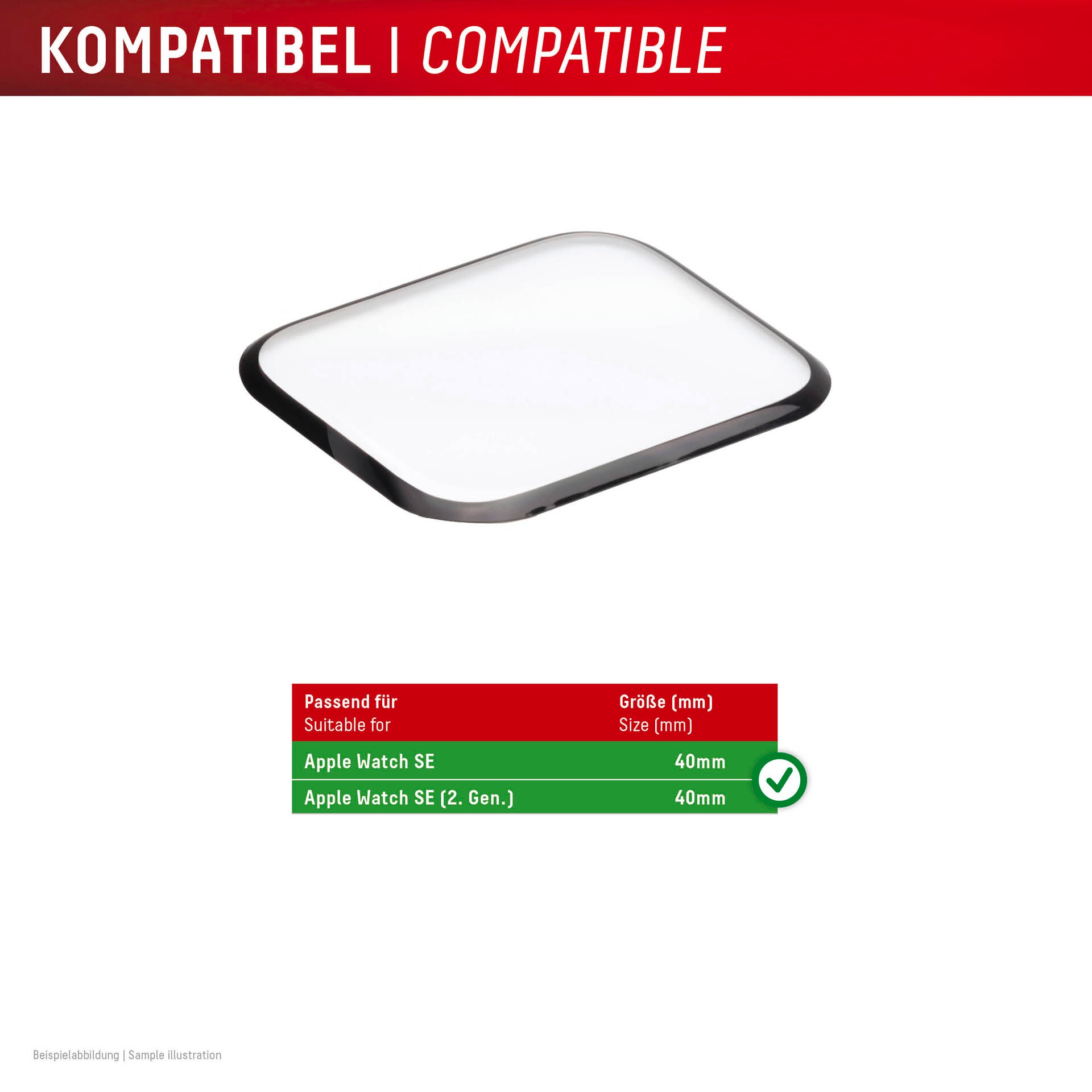 Displex Displayschutzglas »Smartwatch Glass Unbreakable Protector Full Cover«, für Apple Watch SE(2) 40 mm, (Packung, 2x Acrylglas Protector), Displayschutzfolie, Schutzfolie, Bildschirmschutz, kratz- & stoßfest
