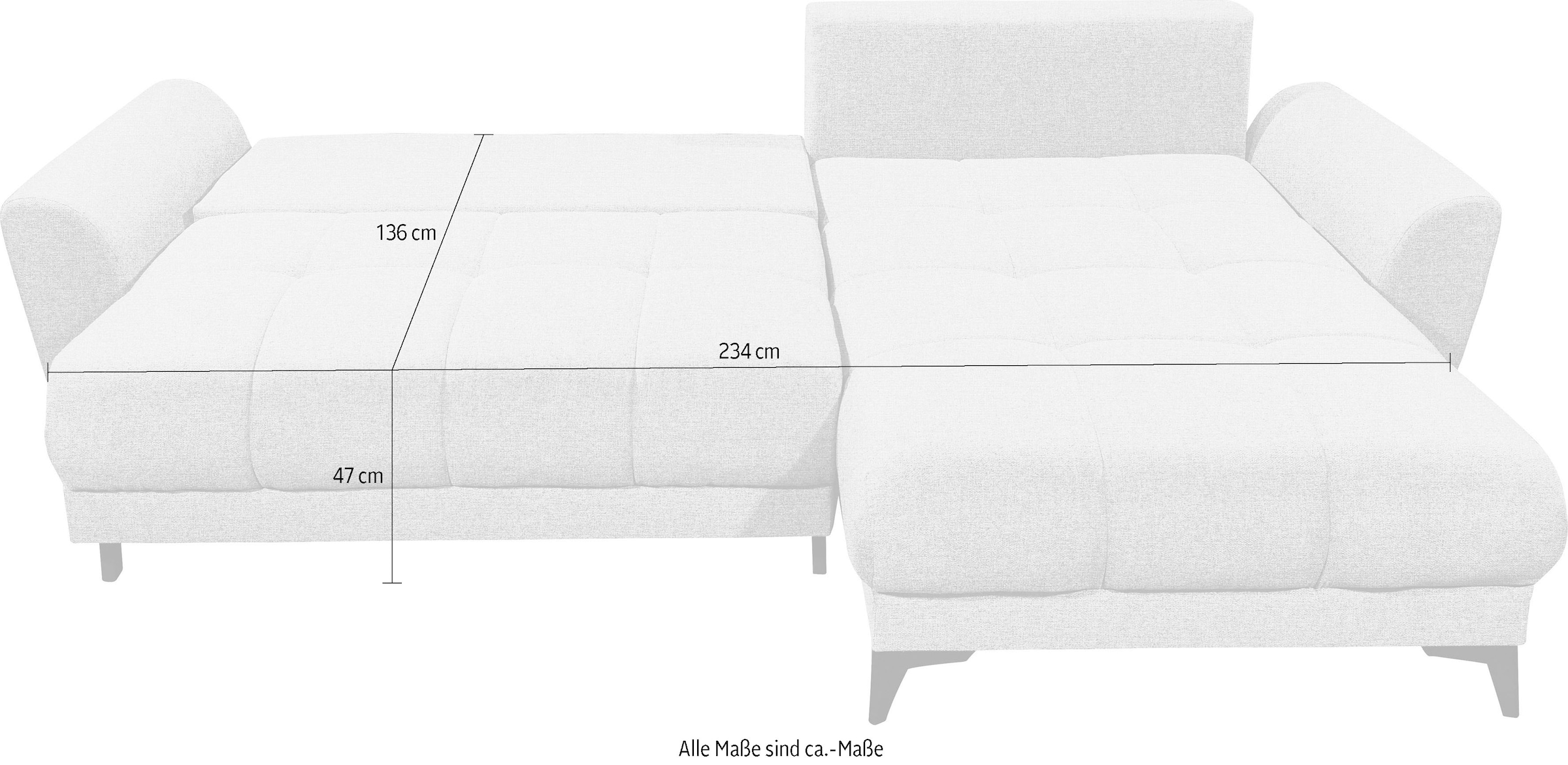 ED EXCITING DESIGN Ecksofa »Bern L-Form«, frei im Raum stellbar, mit Bettkasten, mit Schlaffunktion