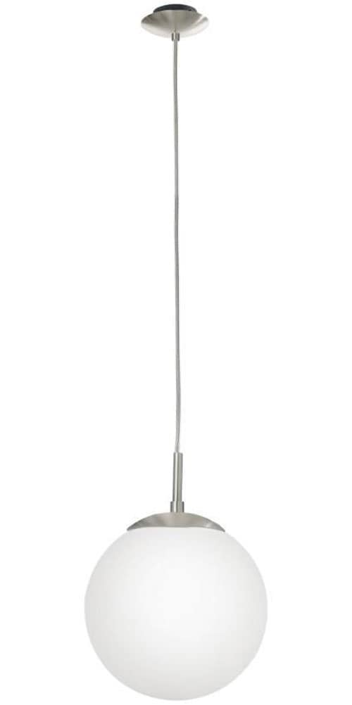 EGLO Hängeleuchte »RONDO Pendellampe, Metall in silber, Glas in Opal matt weiß, E27«, 1 flammig, Leuchtmittel E27 | Leuchtmittel wechselbar-ohne Leuchtmittel, Esszimmerlampe, zeitloses Design, modern, schlicht, 110x20cm