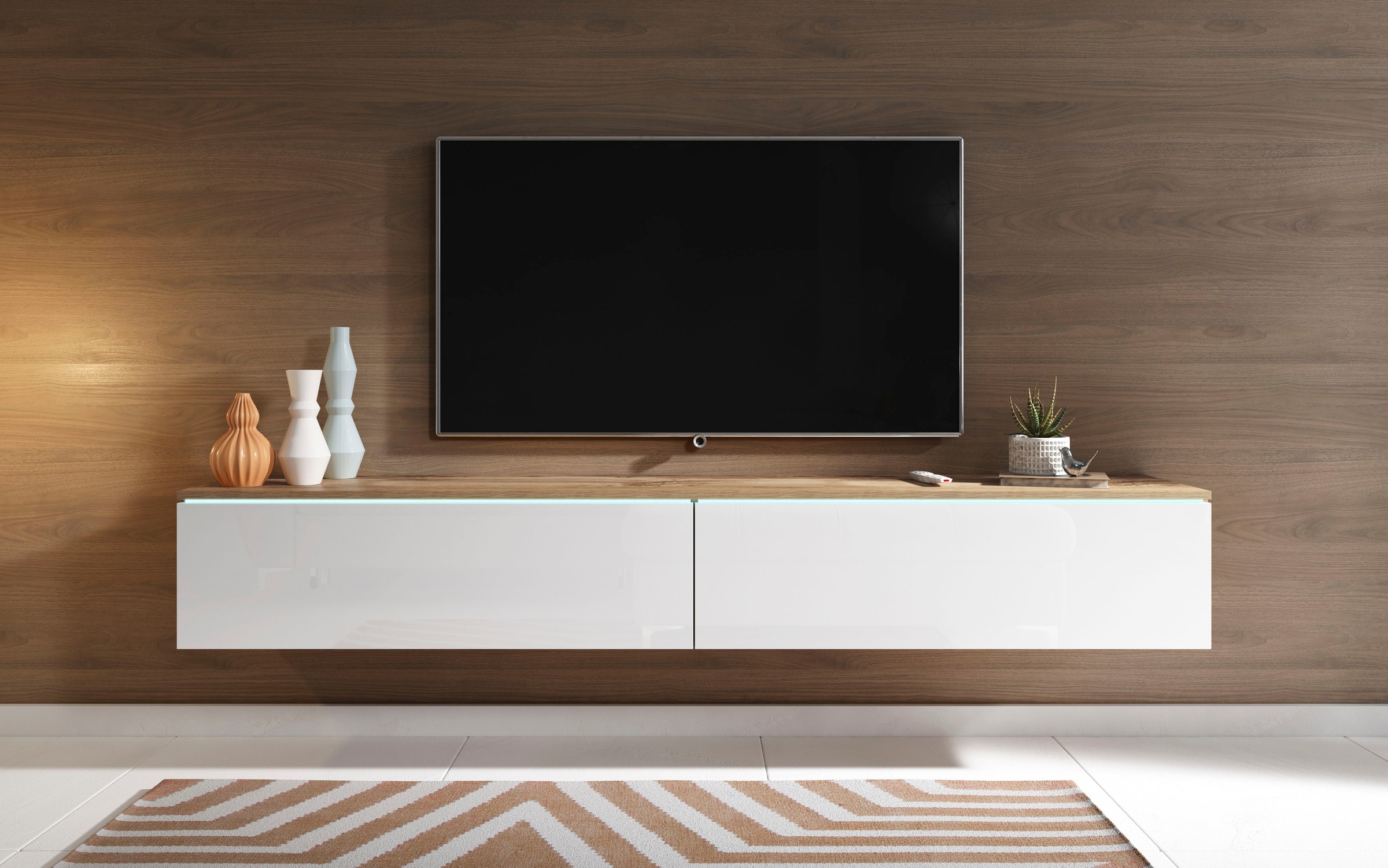 INOSIGN Lowboard »LOWBOARD VERA«, moderne grifflose TV-Board, TV-Schrank 180 cm, stehend und hängend