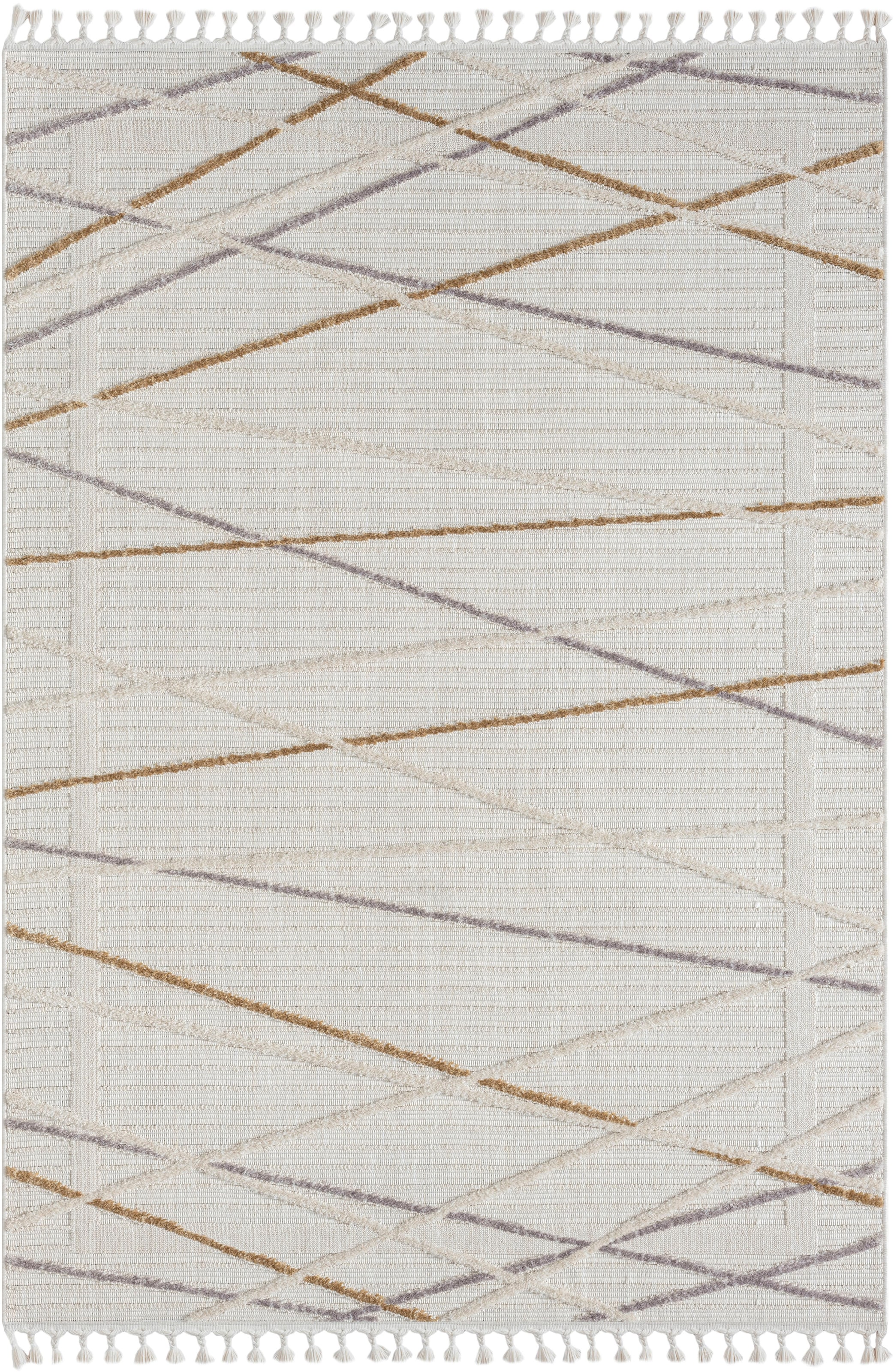 Myflair Möbel & Accessoires Teppich »Luana 1, LAGERRÄUMUNG!« rechteckig 10 mm Höhe Kurzflor, Sisal Optik, Hoch-Tief Effekt, mit Fransen, besonders weich