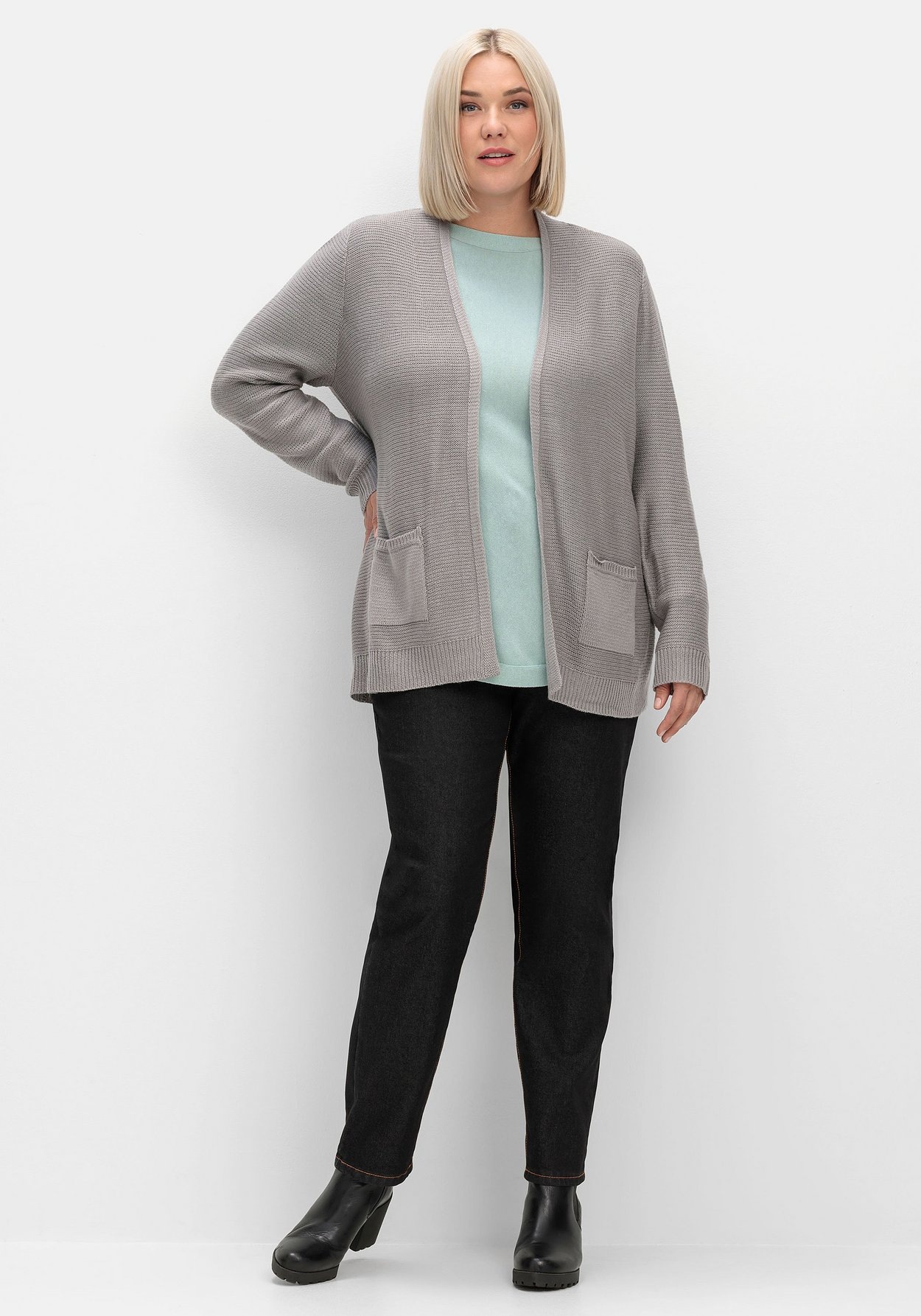 Sheego Strickjacke »Verschlusslose Strickjacke im Linksstrickmuster«
