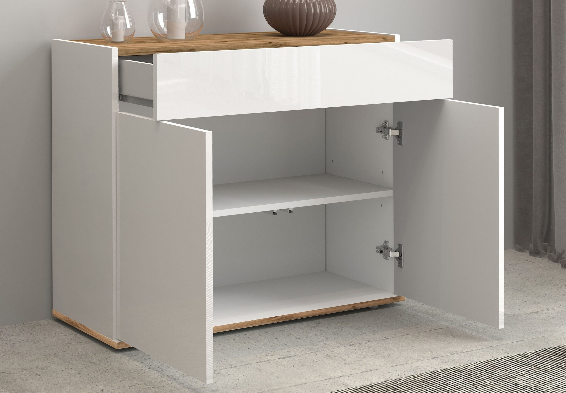 INOSIGN Sideboard »Garda, Kommode, Schrank, Kredenz«, 2 Türen, 1 Schublade,grifflos Breite 80,9 cm