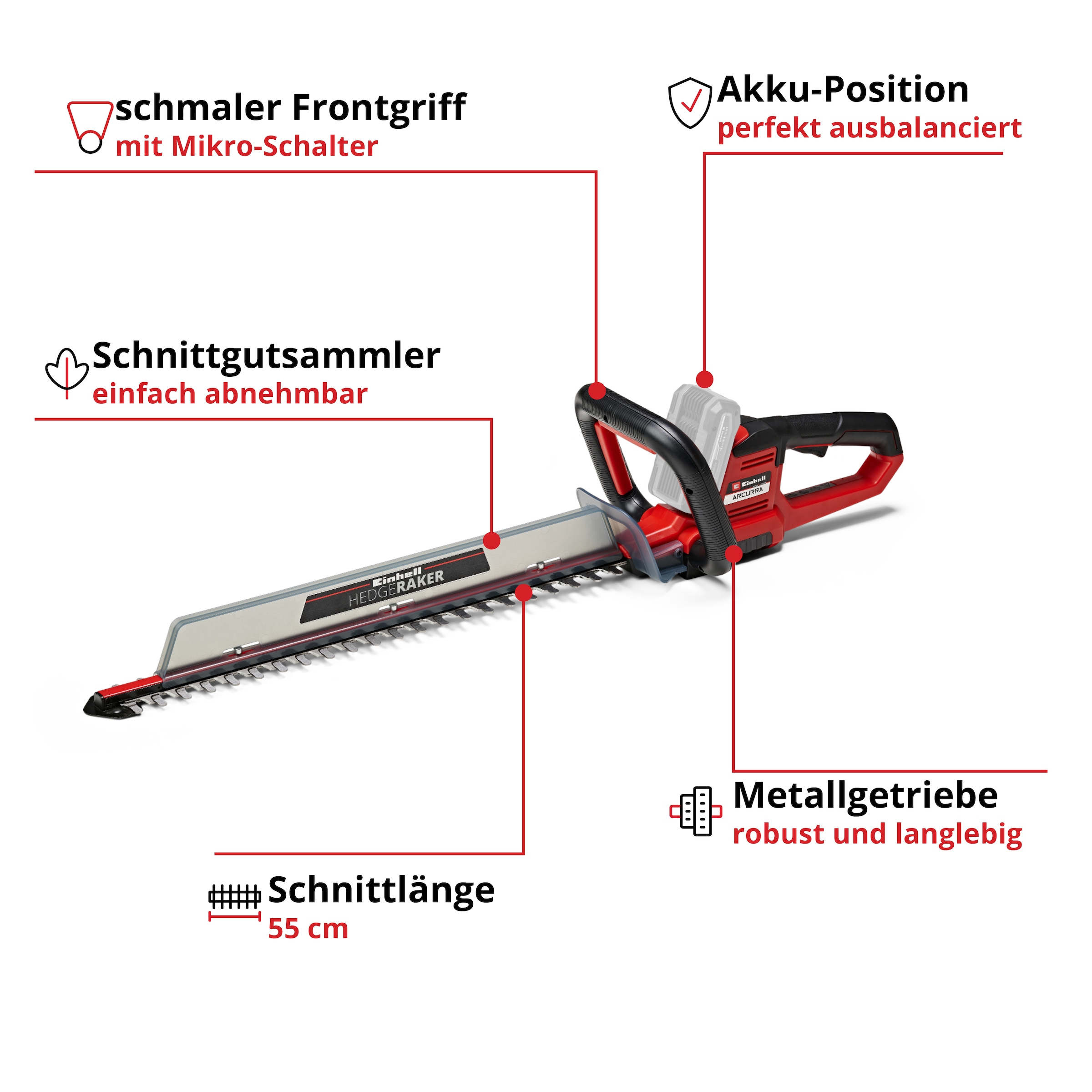 Einhell Akku-Heckenschere »Einhell Akku-Heckenschere ARCURRA 18/55«, (1 St.)