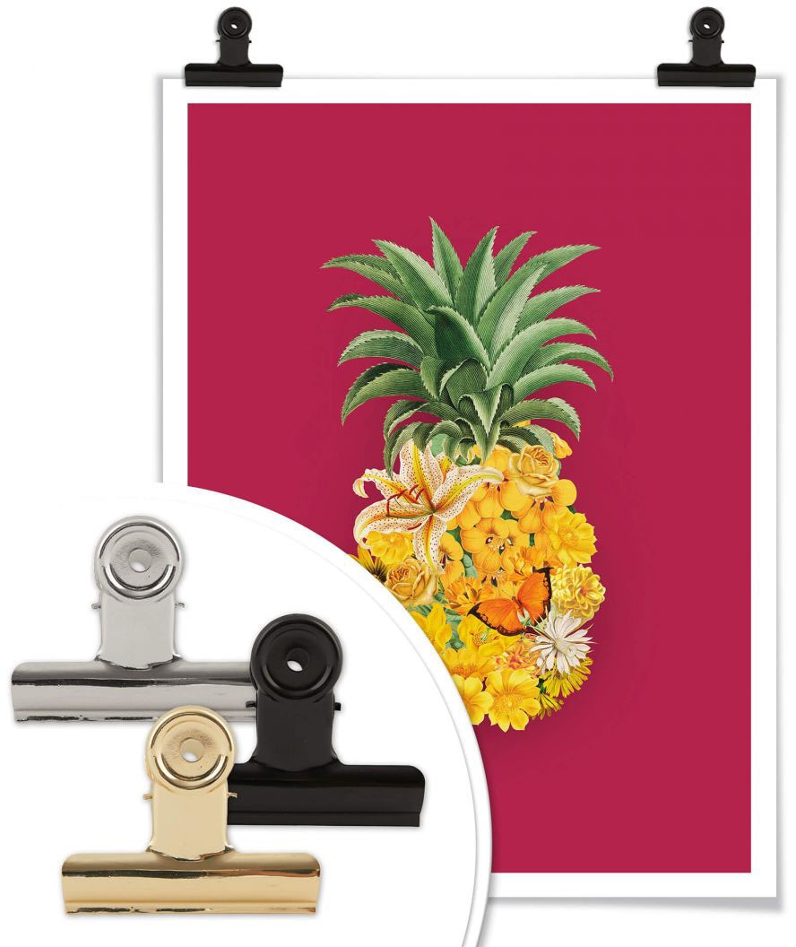 Wall-Art Poster »Ananas Blume Pink«, Blumen, (1 St.), Poster ohne Bilderrahmen