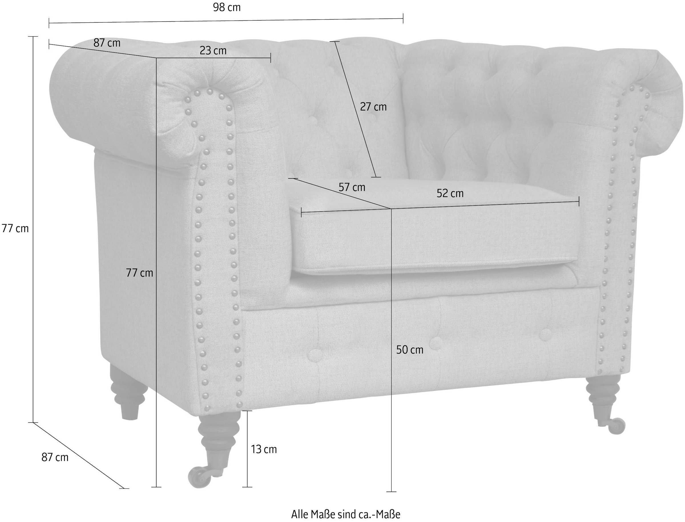 Home affaire Chesterfield-Sessel »Aarburg Sessel«, aufwändige Knopfheftung und Ziernägel im Chesterfield-Design