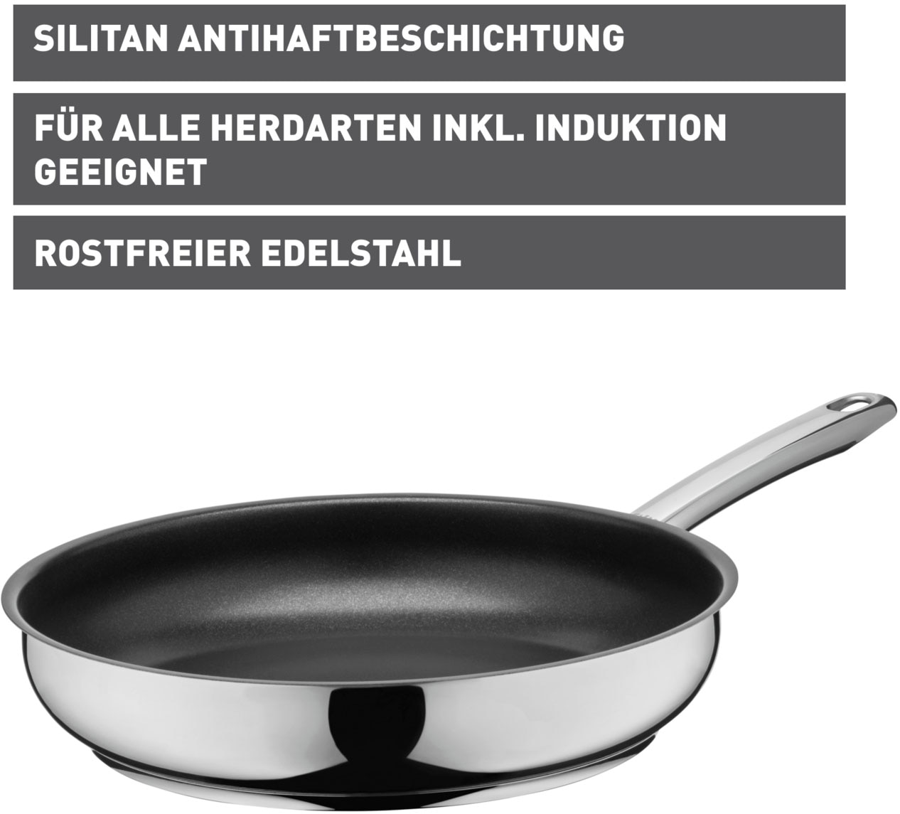 Silit Bratpfanne »Calabria Induktion« Cromargan® Edelstahl Rostfrei 18/10 1 tlg. tlg. Silitan Antihaftversiegelung, polierter Edelstahl, induktionsgeeignet