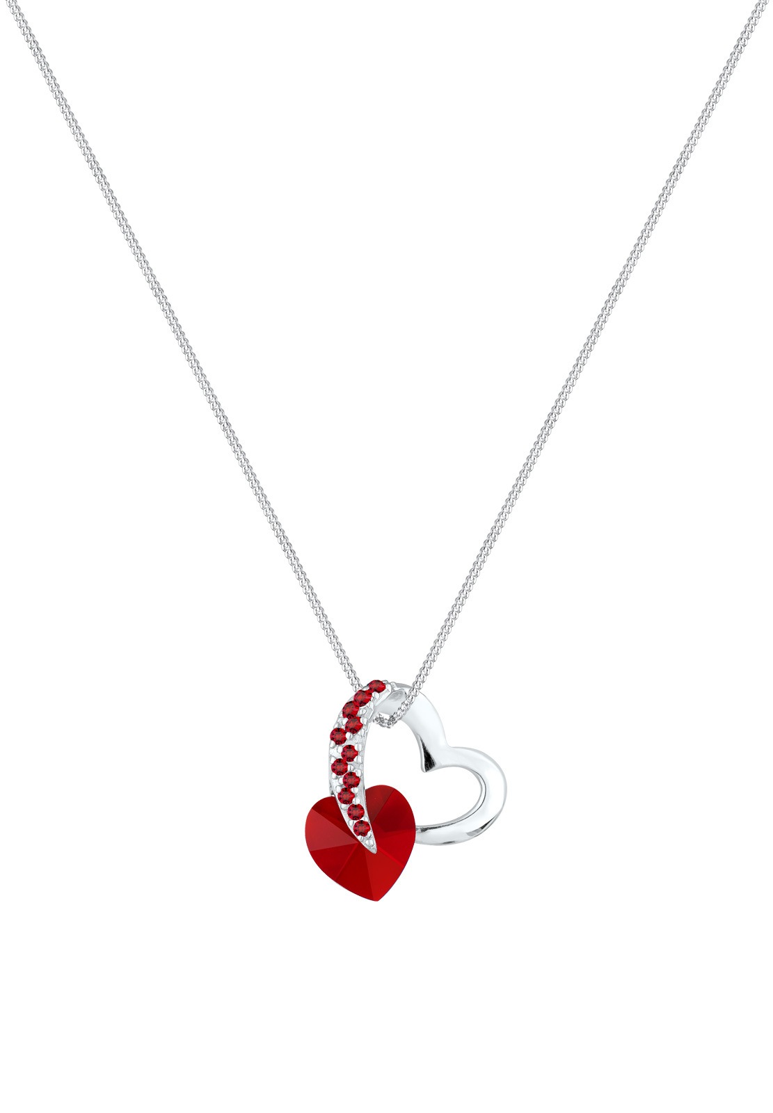 Elli Silberkette »Halskette Herz Anhänger 925 Silber, mit Kristallen von Swarovski®«