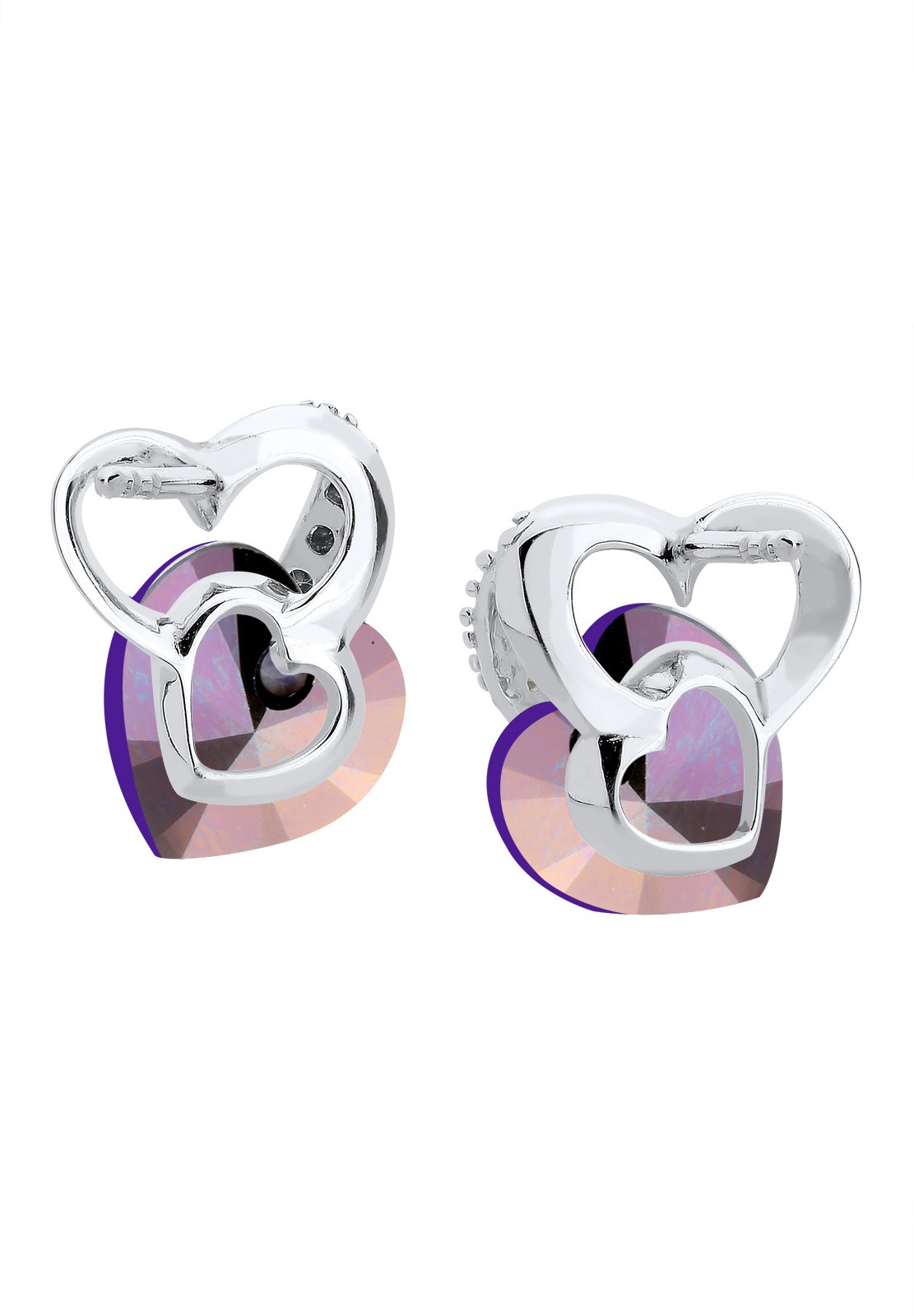Elli Paar Ohrstecker »Ohrringe Herz Liebe Kristalle 925 Silber«