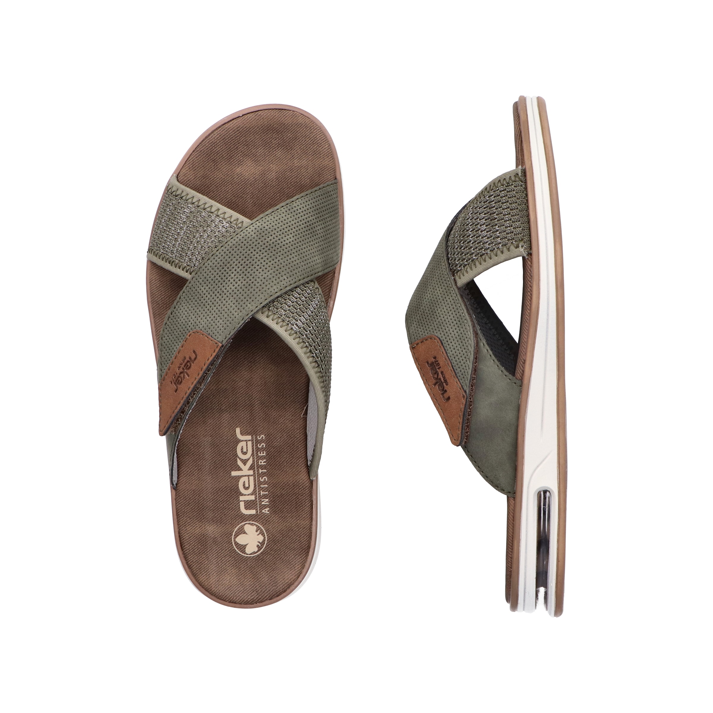 Rieker Pantolette, Sommerschuh, Strandschuh, Schlappen, Hausschuh mit Klettverschluss