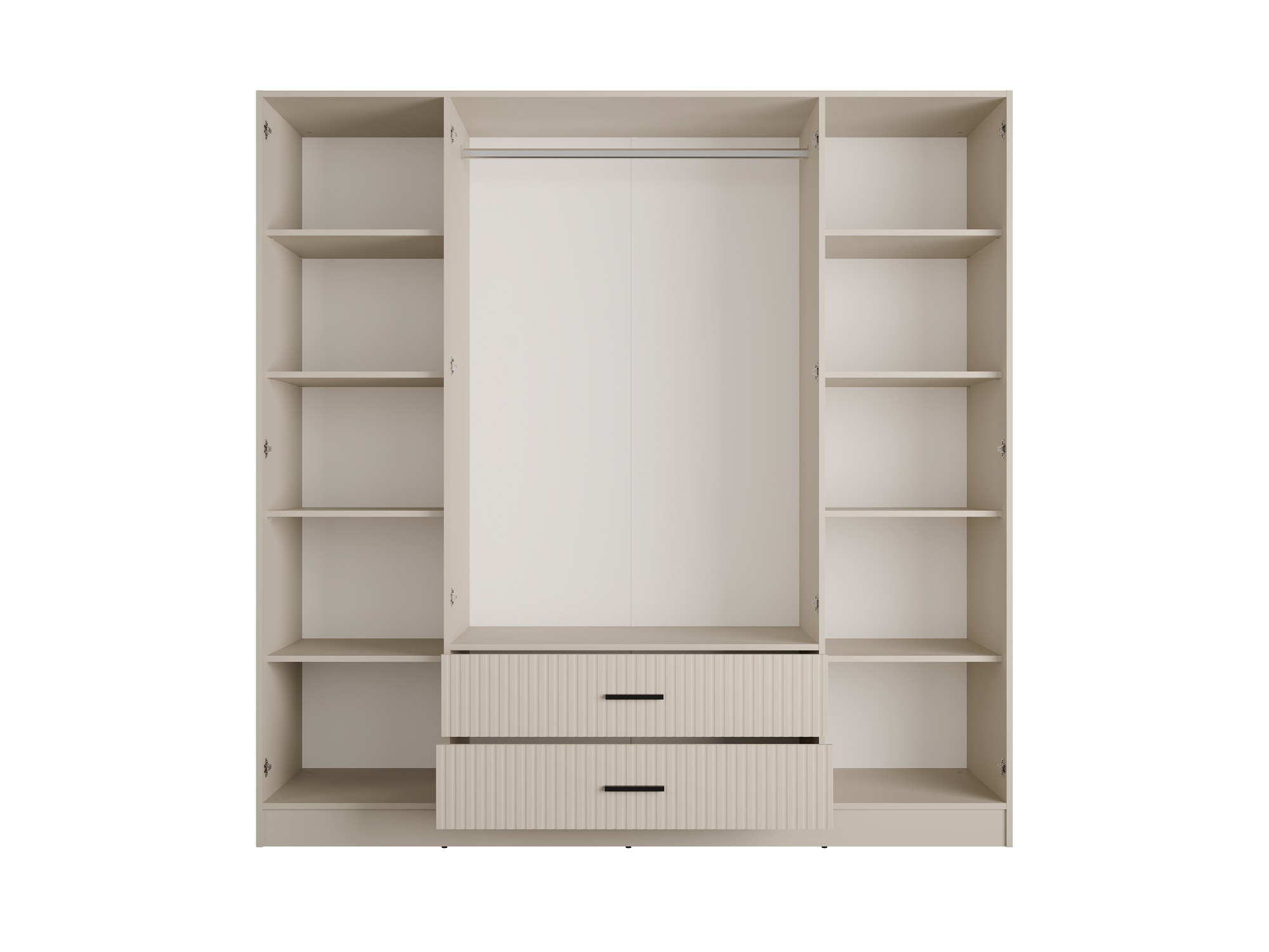 OTTO home Kleiderschrank »TERRIK,  modern mit viel Stauraum & geriffelter Struktur, Spiegel« B/H/T ca. 200/200/60,  Schrank mit 11 Fächern, Kleiderstange, 2 Schubladen, Made in EU