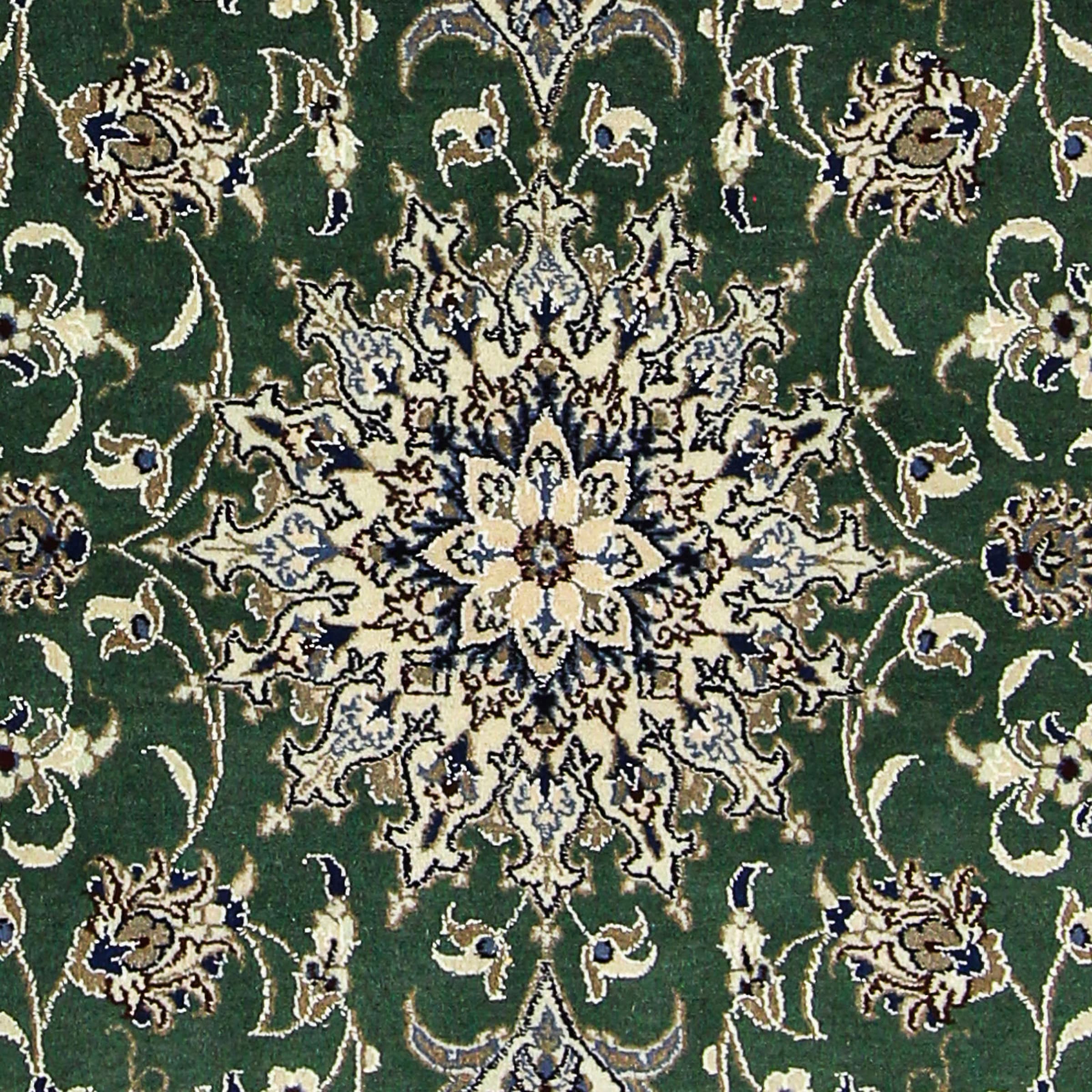 morgenland Orientteppich »Perser - Nain - 193 x 153 cm - dunkelgrün«, rechteckig, Wohnzimmer, Handgeknüpft, Einzelstück mit Zertifikat