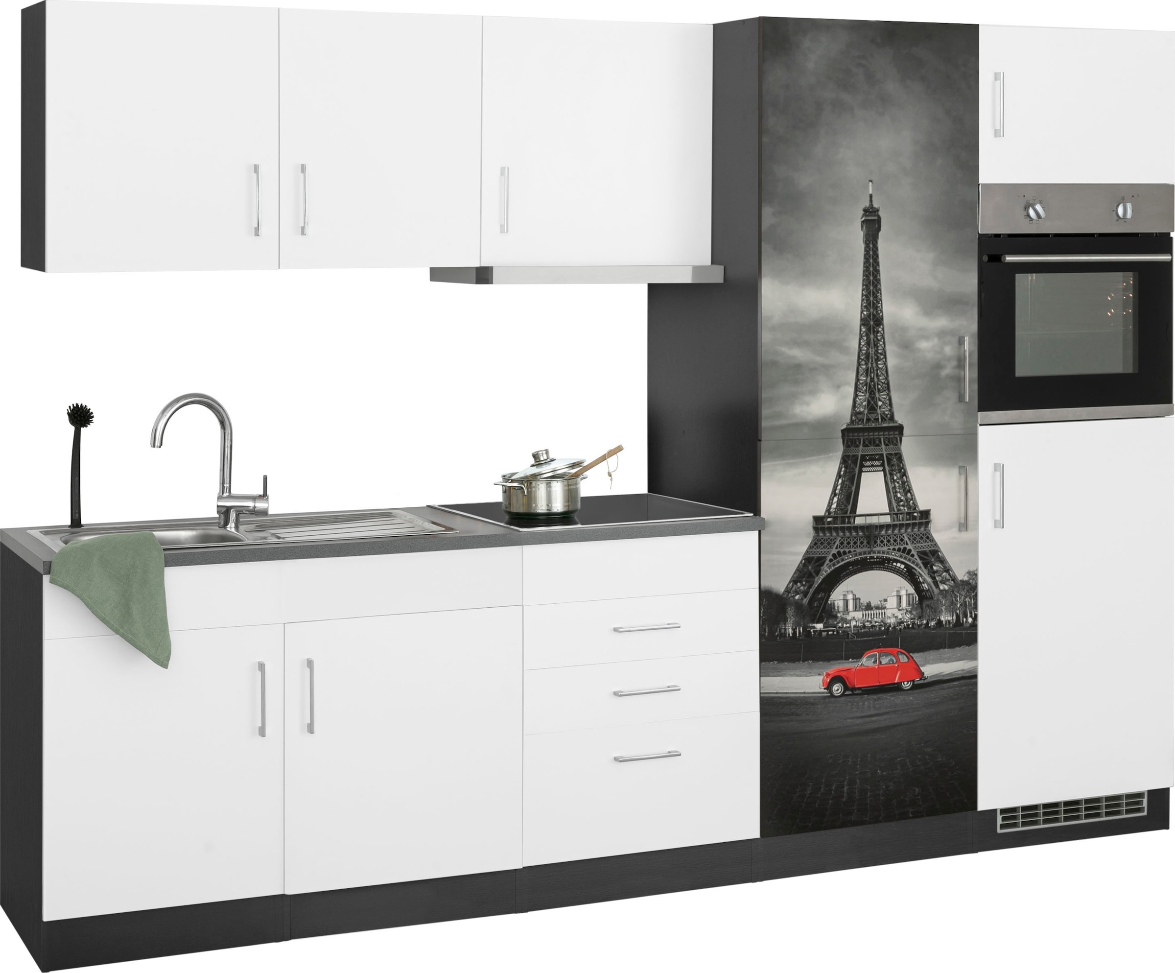 KOCHSTATION Küchenzeile »KS-Paris«, mit E-Geräten, Breite 280 cm, wahlweise mit Induktionskochfeld