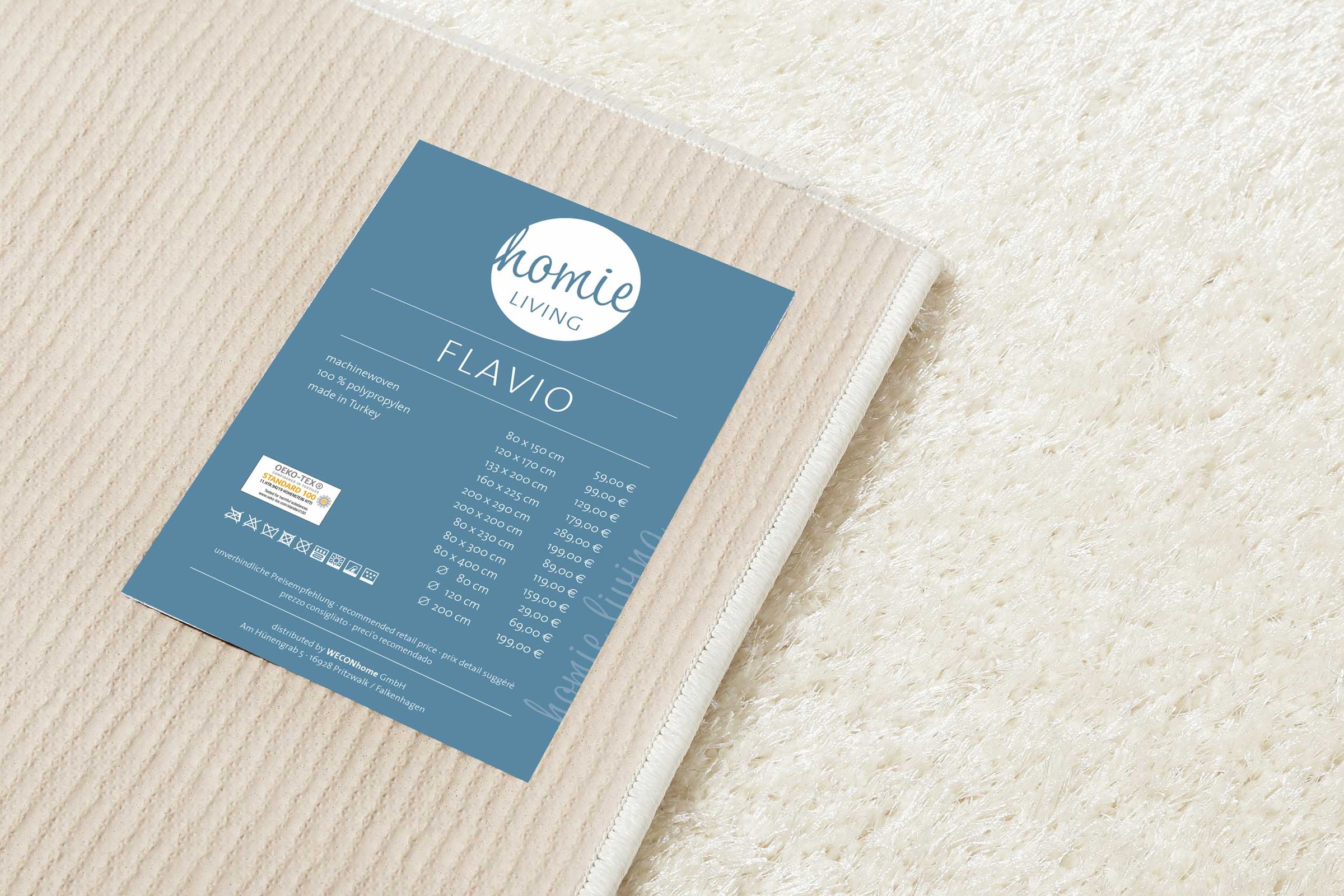 Homie Living Teppich »Flavio«, rechteckig, 30 mm Höhe, Hochflor, gewebt, weich, uni, Wohnzimmer, Schlafzimmer, waschbar