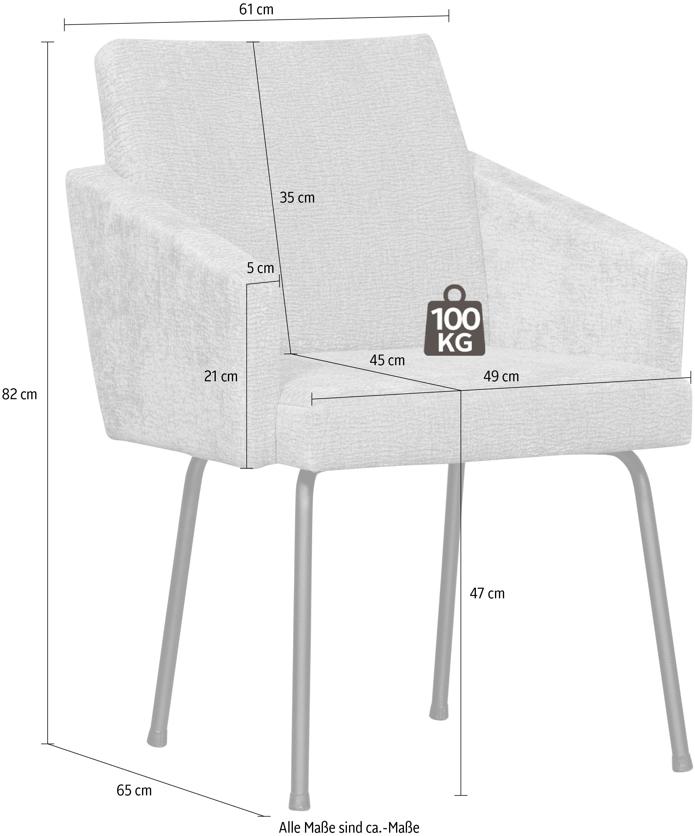 WOOOD Esszimmerstuhl »Mount mit Textur Chenille bezug en Metallgestell B 61 x T 65 x H 82 cm« (Set) 2 Stk.Maximale Verschleißfestigkeit, mit mattem Glanz, Tragkraft 100 kg