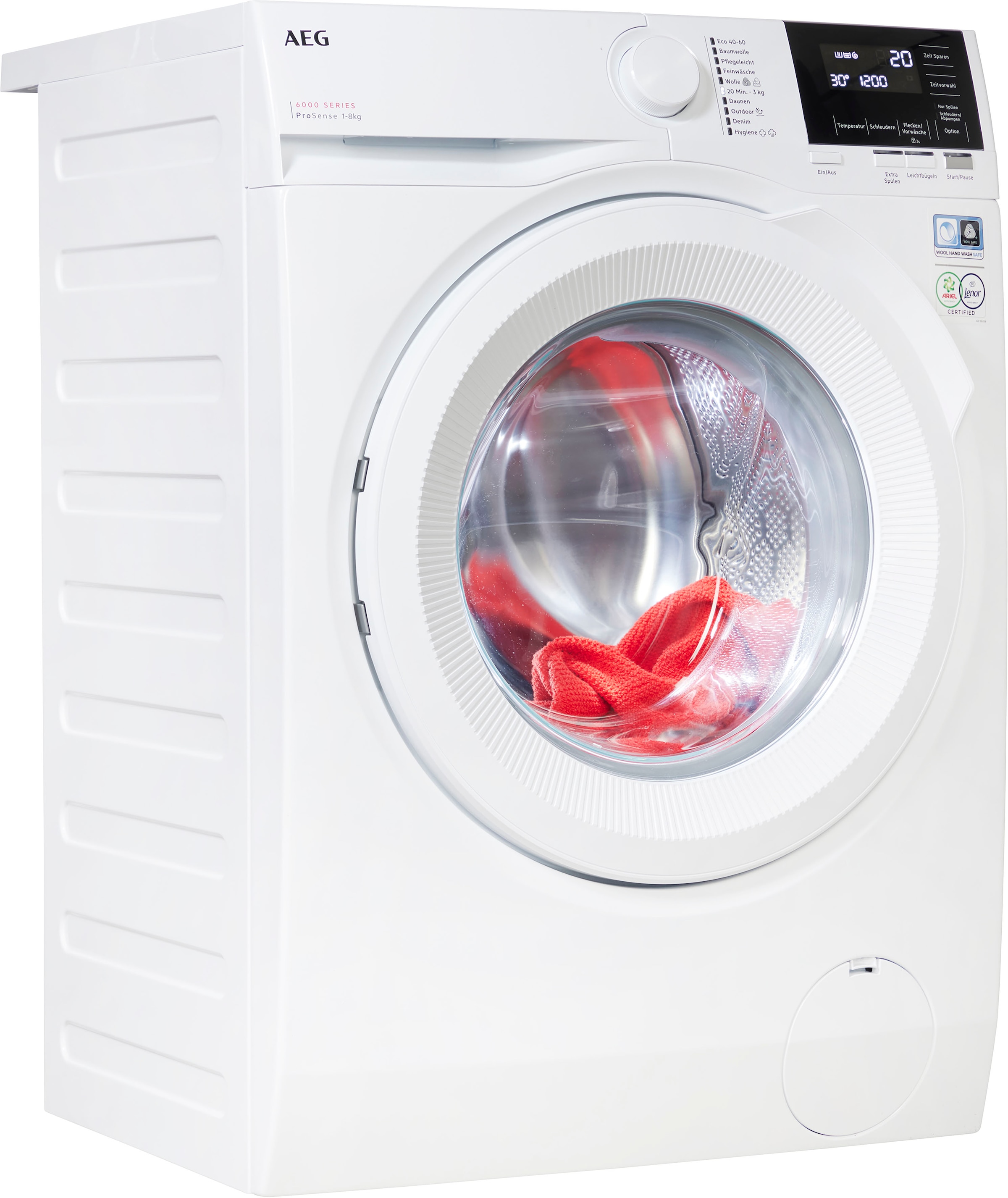 AEG Waschmaschine »LR6A648«, 6000, LR6A648, 8 kg, 1400 U/min, ProSense® Mengenautomatik​ - spart bis 40% Zeit, Wasser und Energie