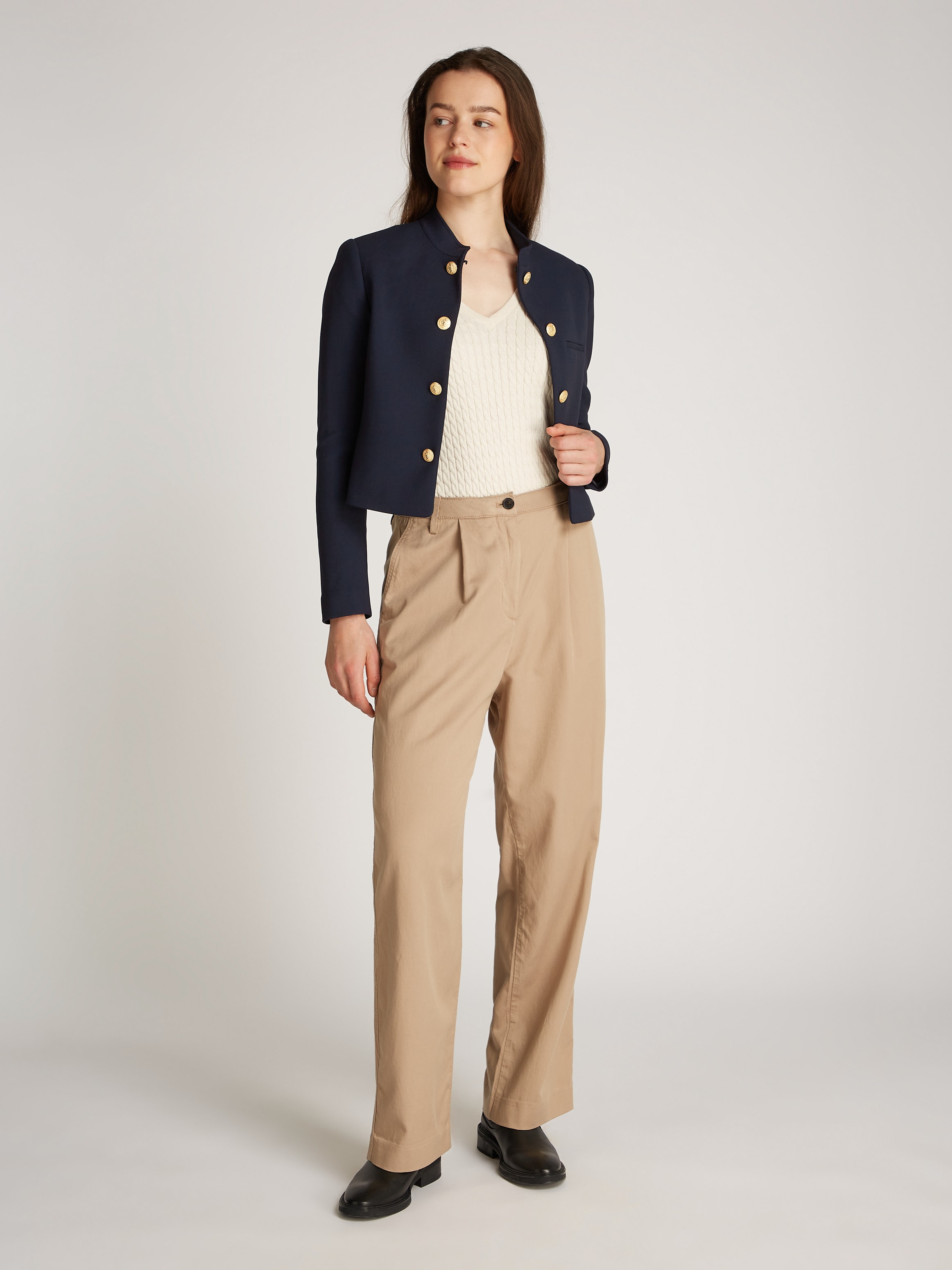Tommy Hilfiger Kurzblazer »PUNTO SHORT SB BLAZER JACKET«, mit goldfarbenen Knöpfen