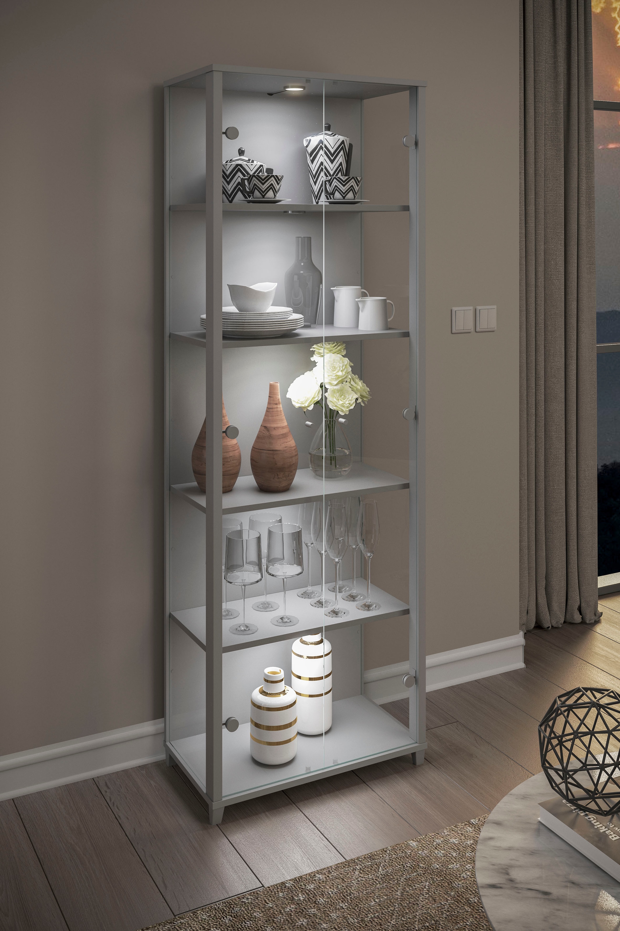 fif möbel Vitrine »OPTIMA« Standvitrine, Vitrinenschrank, Glasvitrine, Sammlervitrine