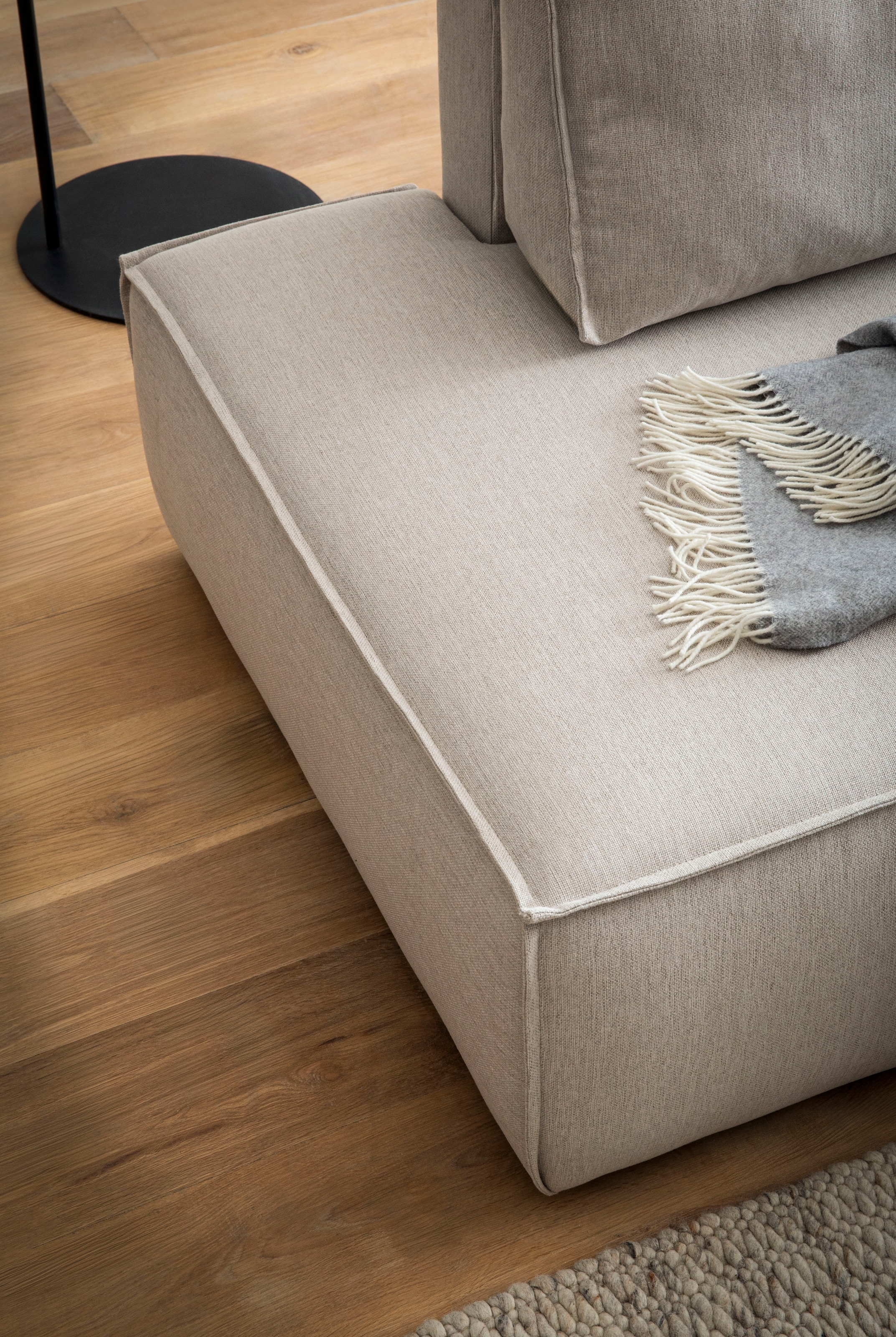 OTTO home Ecksofa »SHERWOOD Leinenoptik  Schlafsofa in L-Form offen (275cm)« Schlaffunktion und Bettkasten, Kedernaht, hoher Sitz- & Liegekomfort,