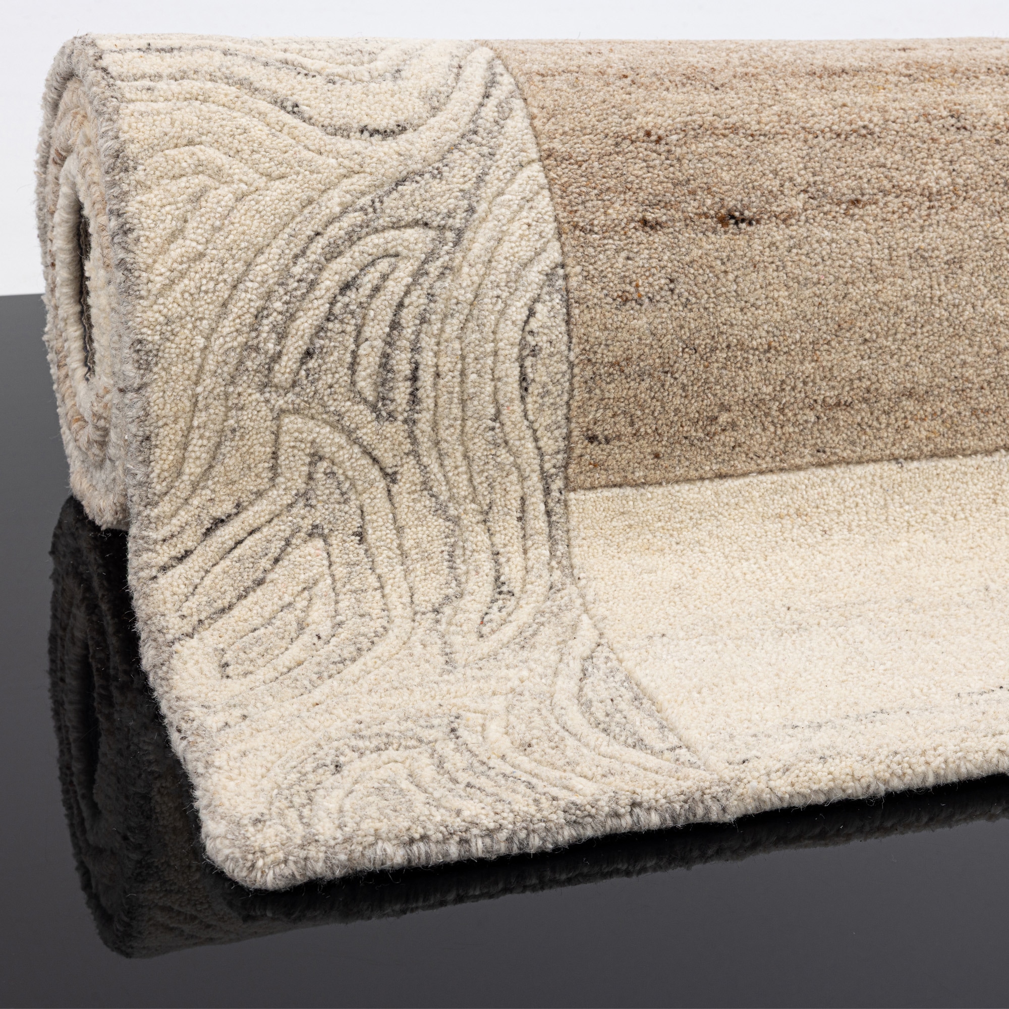 THEKO Wollteppich »Lola, Wolle, handgearbeitet, Patchwork Design, handgetuftet« rechteckig 12 mm Höhe Wohnzimmer, Schlafzimmer, Esszimmer, auch als Läufer und rund