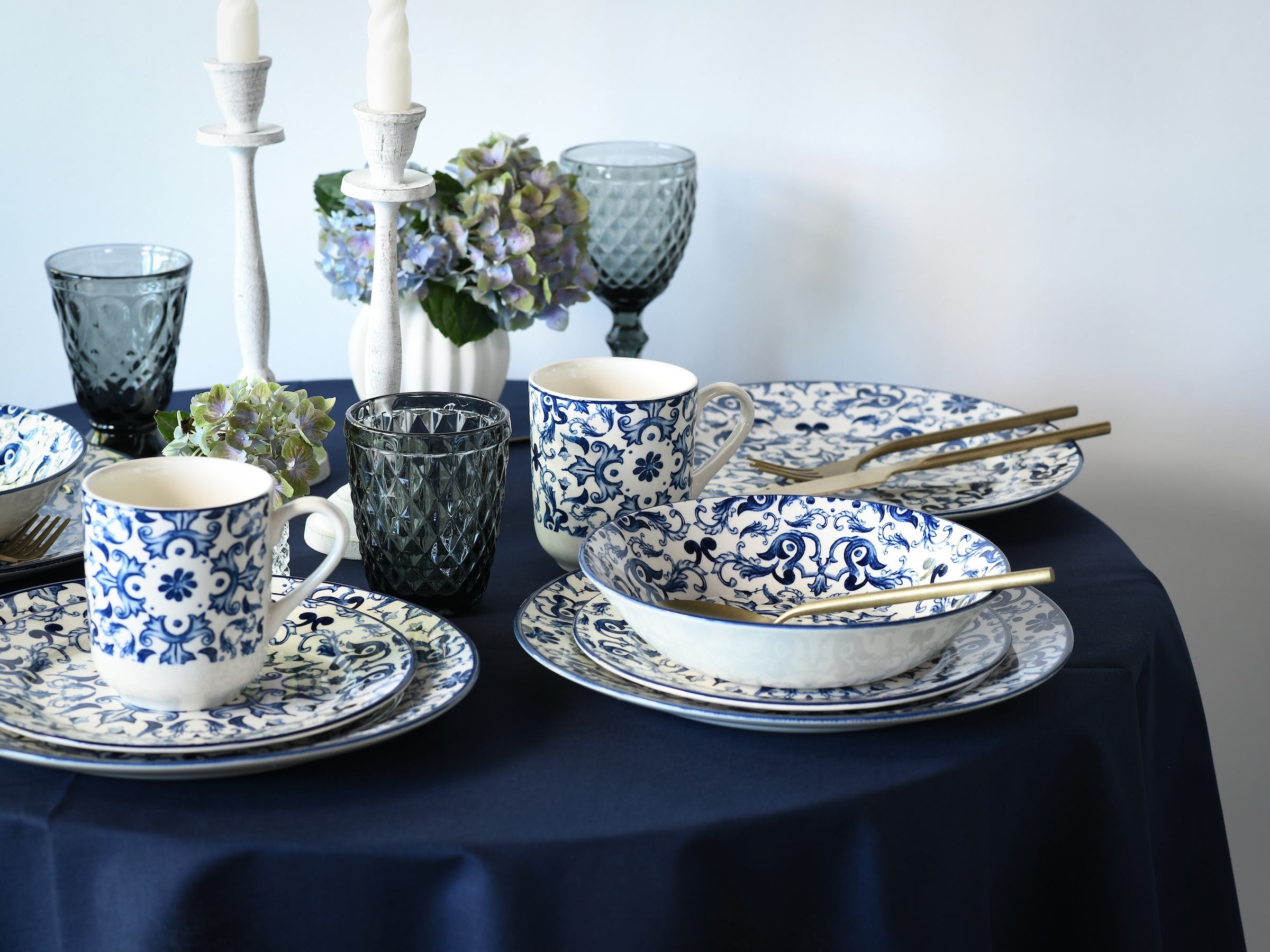 CreaTable Kombiservice »Fresco Blau, Kombi-Service 16-tlg« Ornamentmotiv, Mediterran