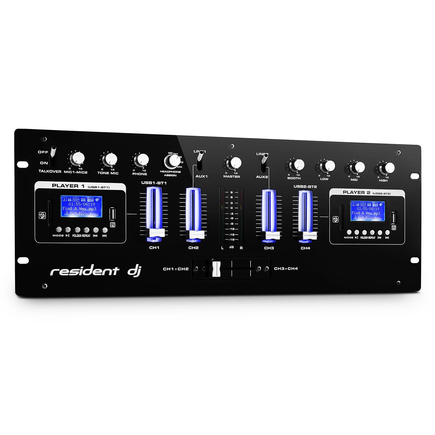 resident dj 4 Kanal DJ Mixer 2 x Bluetooth USB SD AUX »DJ 405USB«