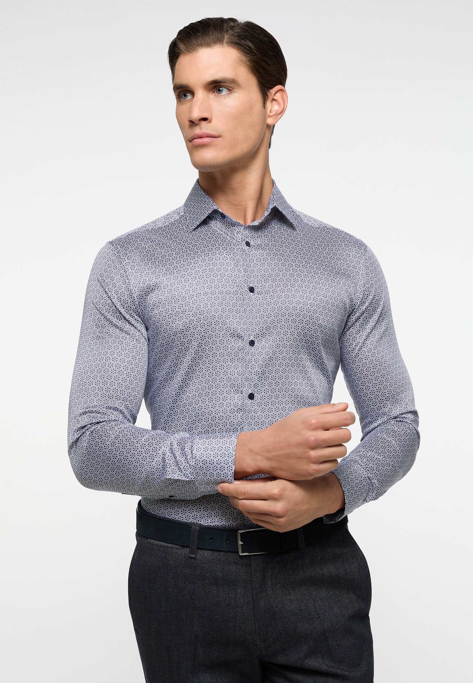 Eterna Herren Langarmhemd »SLIM FIT« in blau, Größe 38