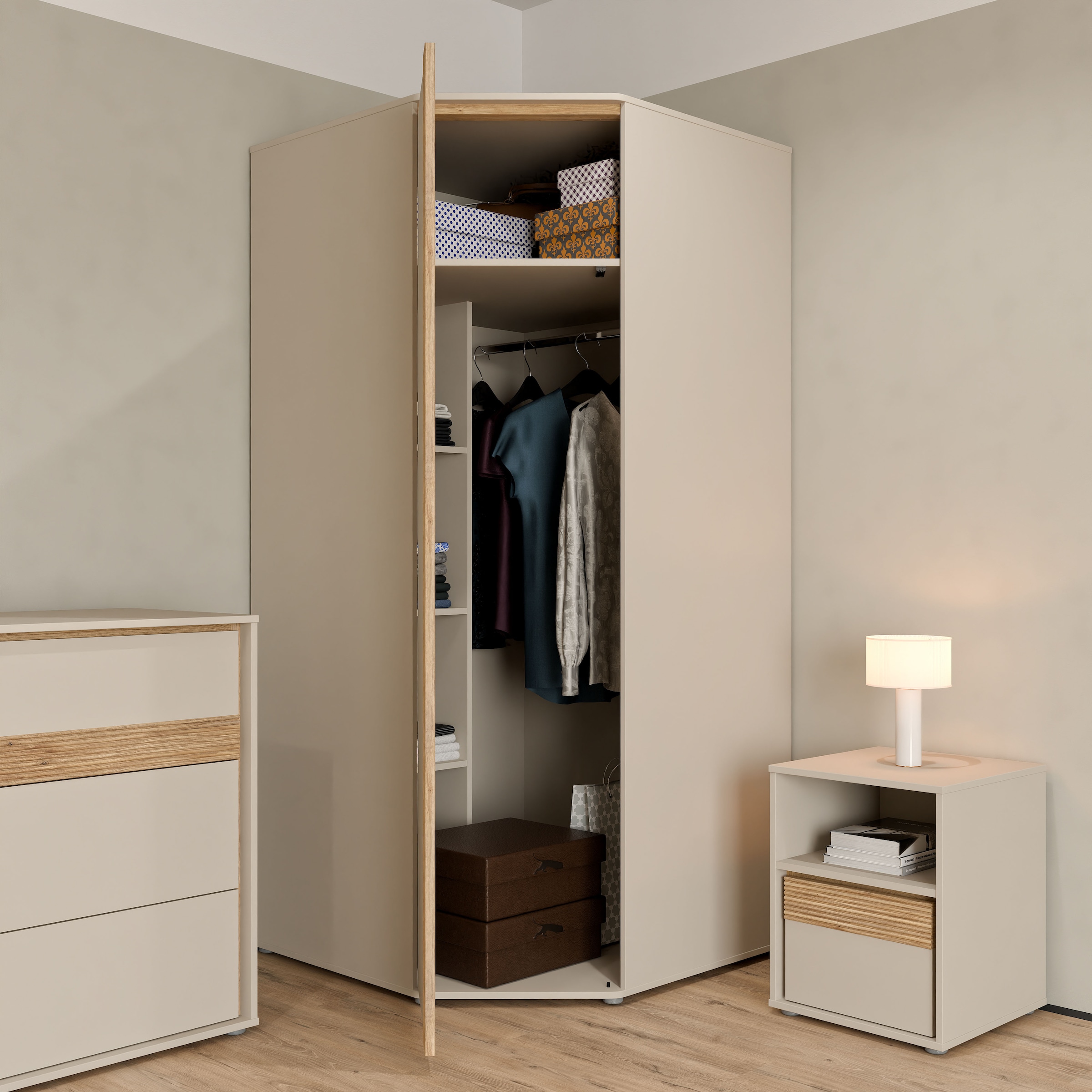 FORTE Eckkleiderschrank, B/H/T 92,2/193,7/92,2 cm