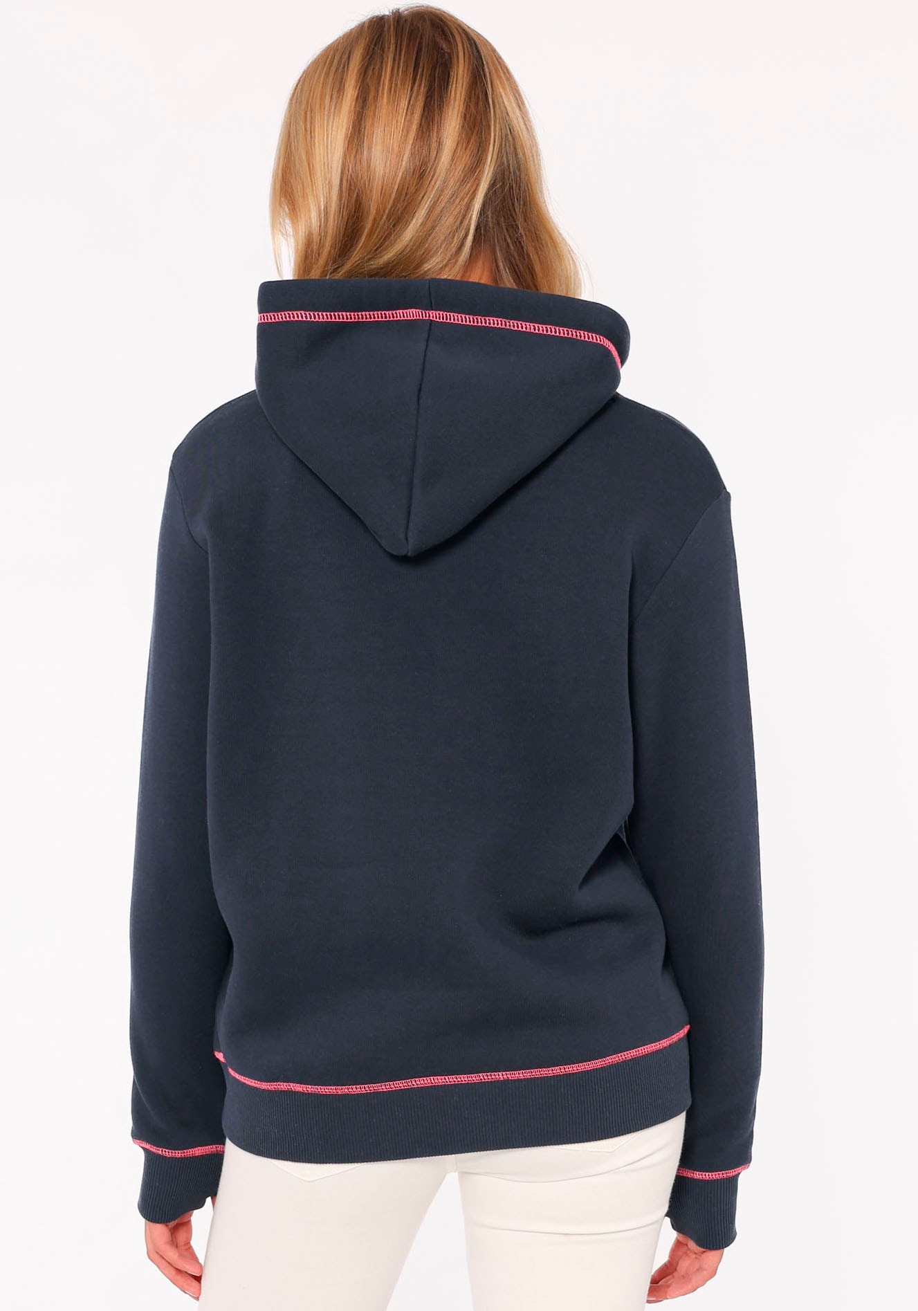 Zwillingsherz Hoodie »Strandleben Moin«, mit gesticktem Schriftzug und neonfarbenen Akzenten