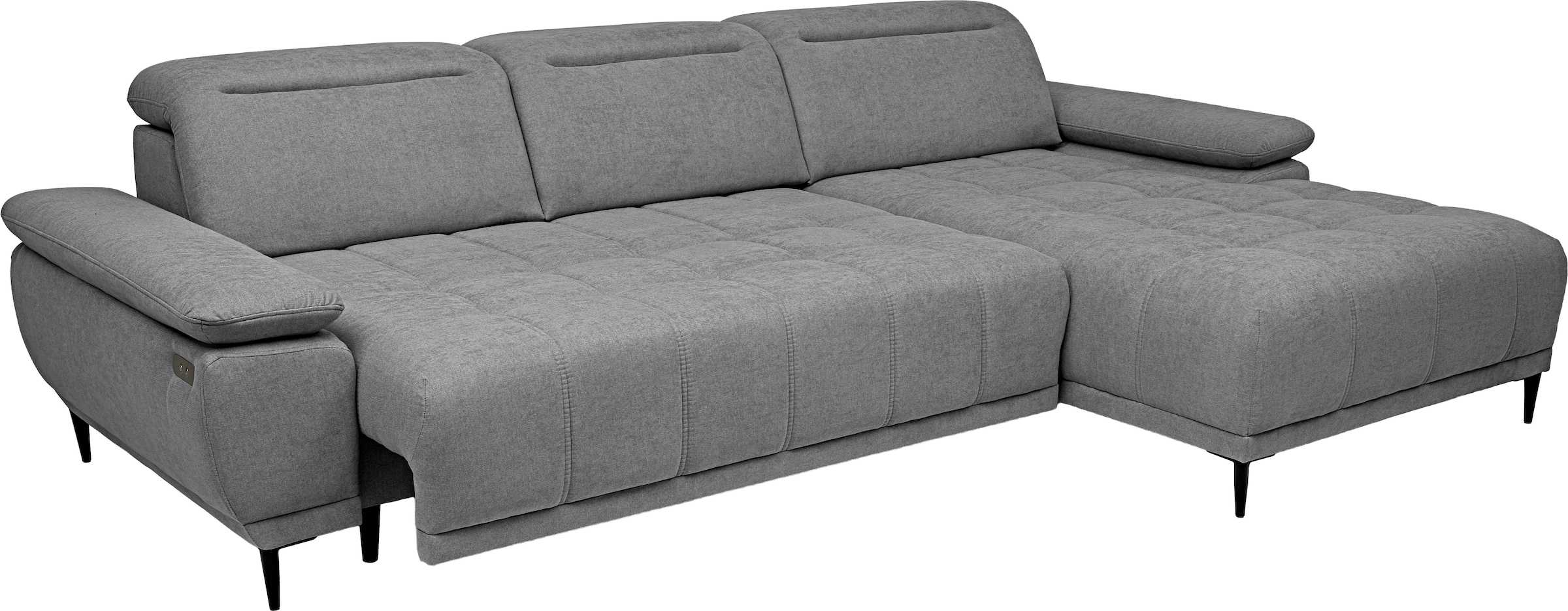 WERK2 Ecksofa »Focus-S, 277 cm breit, elek. Sitztiefenverst., verst. Kopfteile« Luxus-Microfaser weich, L-Form, XXL, elektrische Sitztiefenverstellung