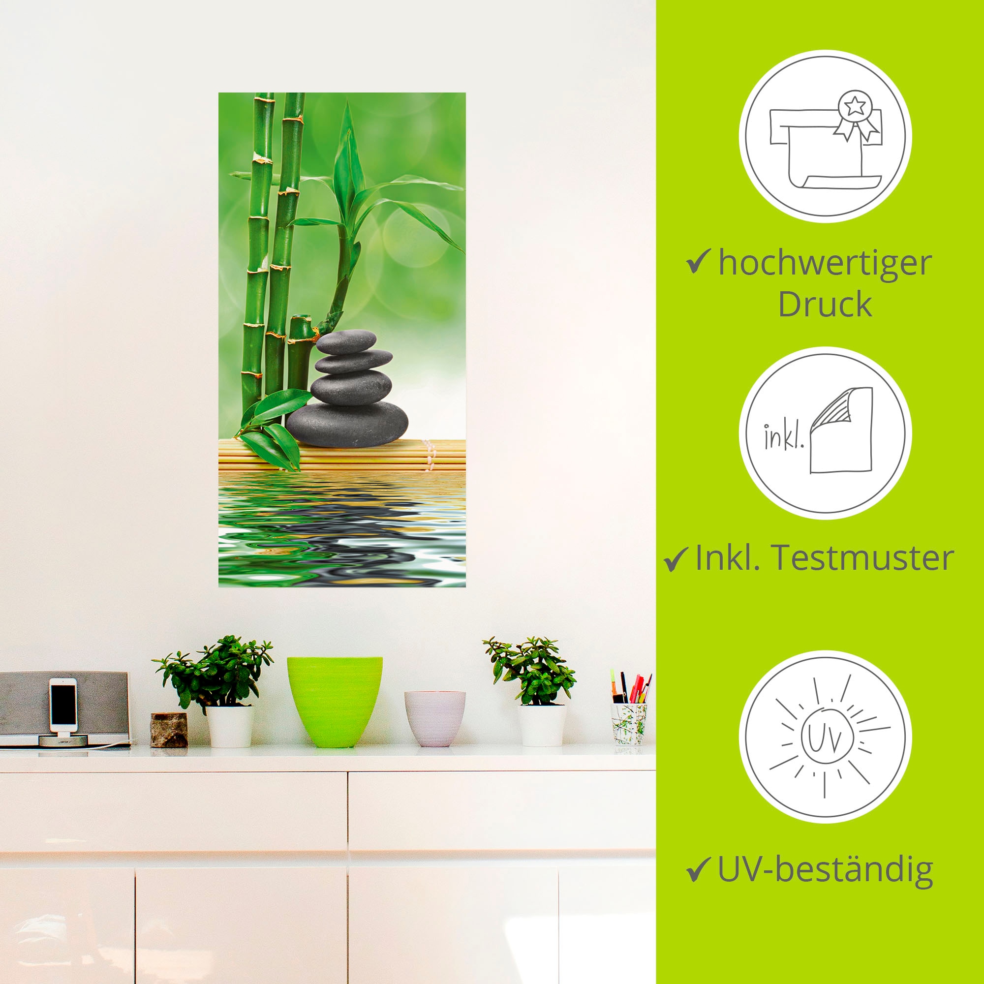 Artland Wandbild »Spa Konzept Zen Basaltsteine«, Zen, (1 St.), als Leinwandbild, Poster, Wandaufkleber in verschied. Größen