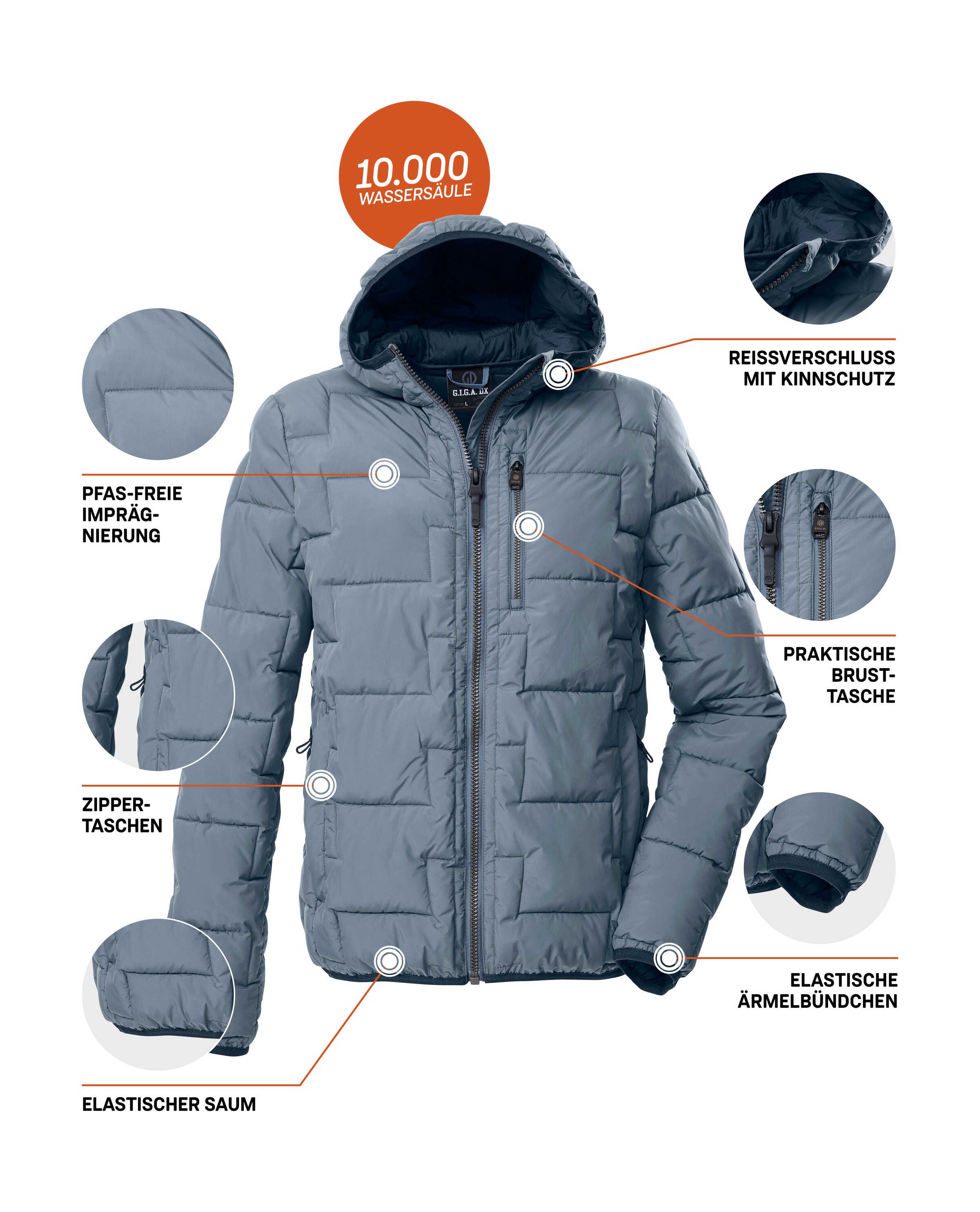 G.I.G.A. DX by killtec Steppjacke »GW 72 MN QLTD JCKT«, Wasserabweisende Herren Steppjacke mit 10.000 mm Wassersäule