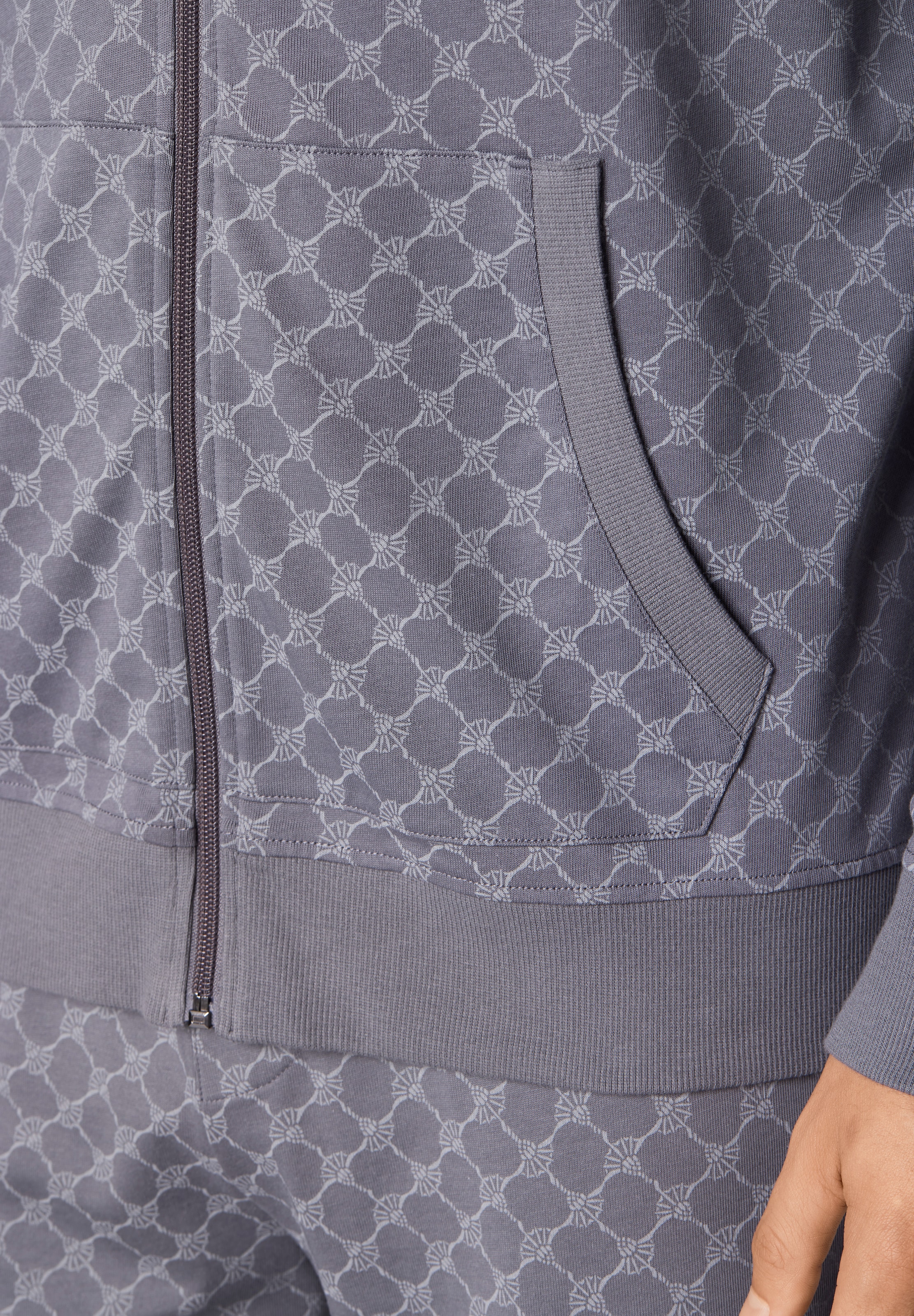 JOOP! Sweatjacke mit Cornflower-Print allover und Kapuze