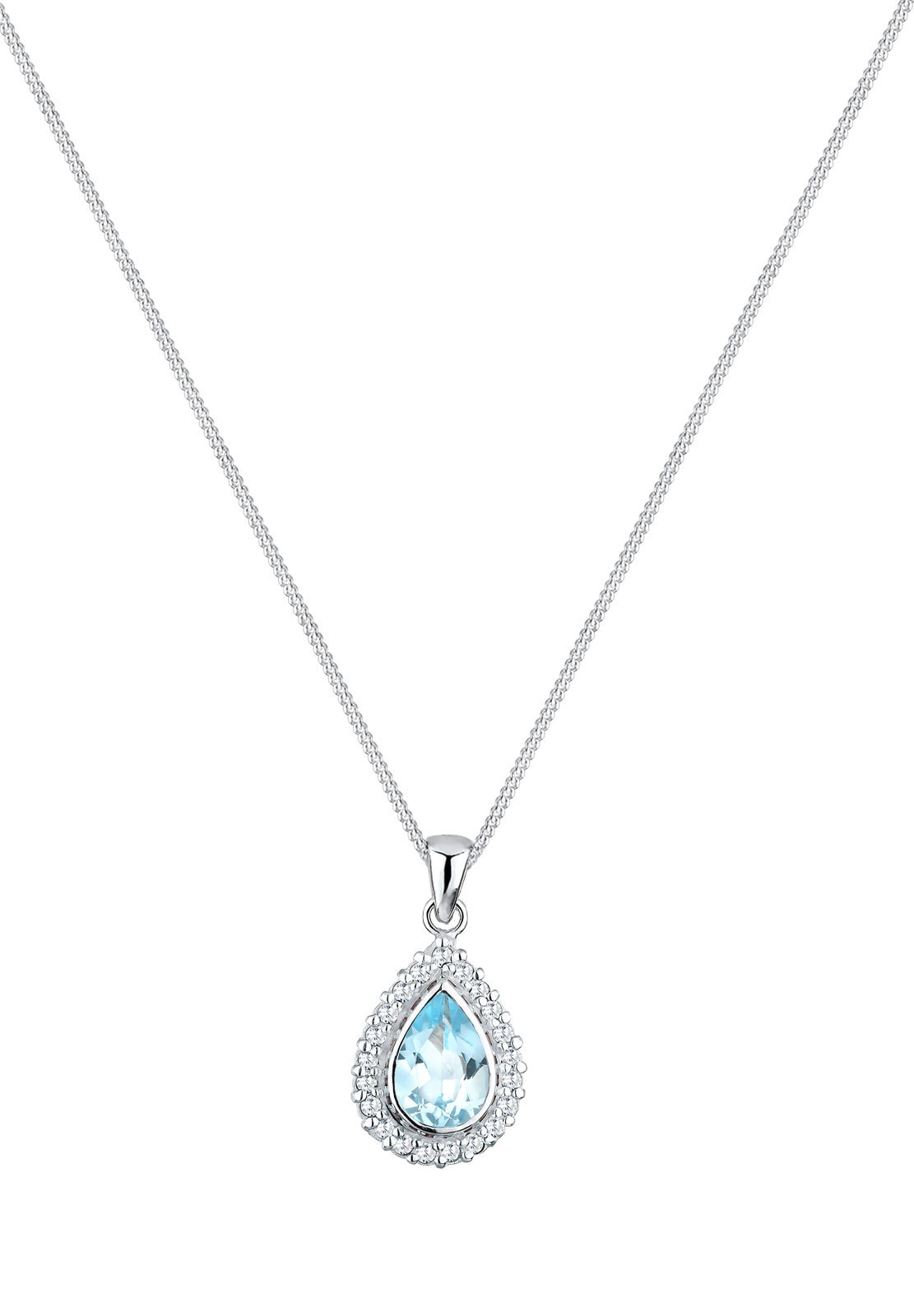 Elli Silberkette »Halskette Zirkonia Topas Blau 925 Sterling Silber«