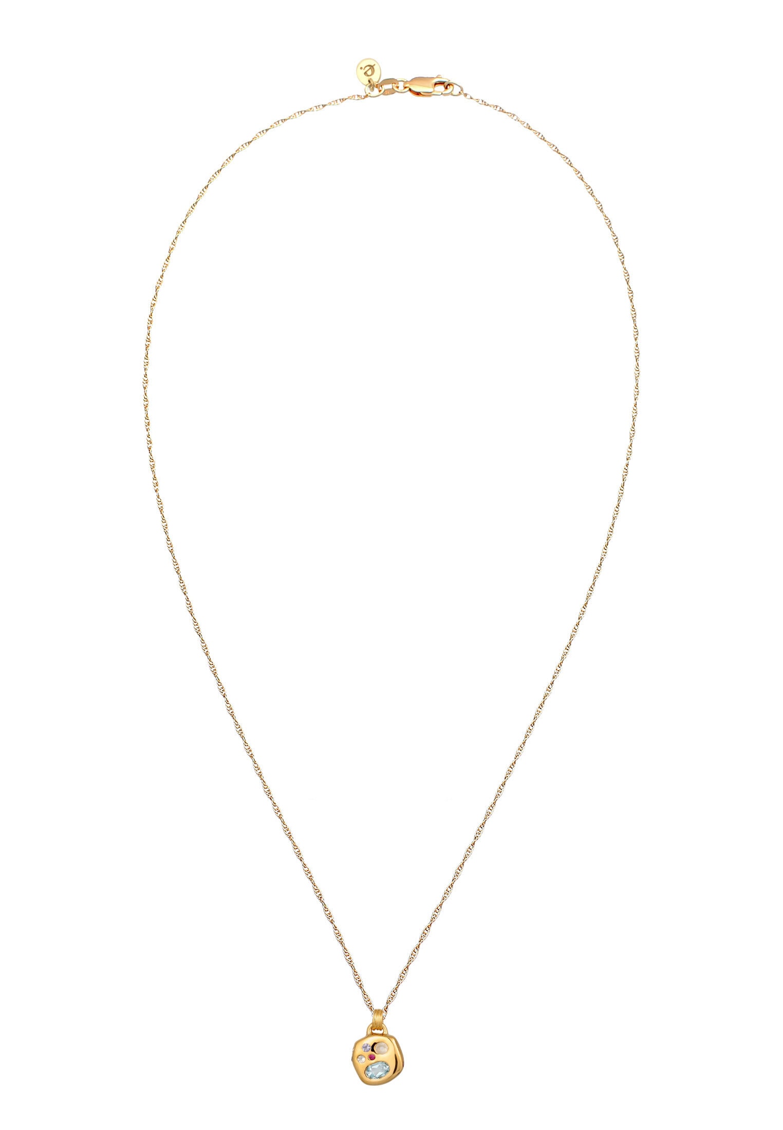 Elli Premium Kette mit Anhänger »Halskette Vintage Anhänger Topas Saphir Mondstein 925 Sterling Silber vergoldet«
