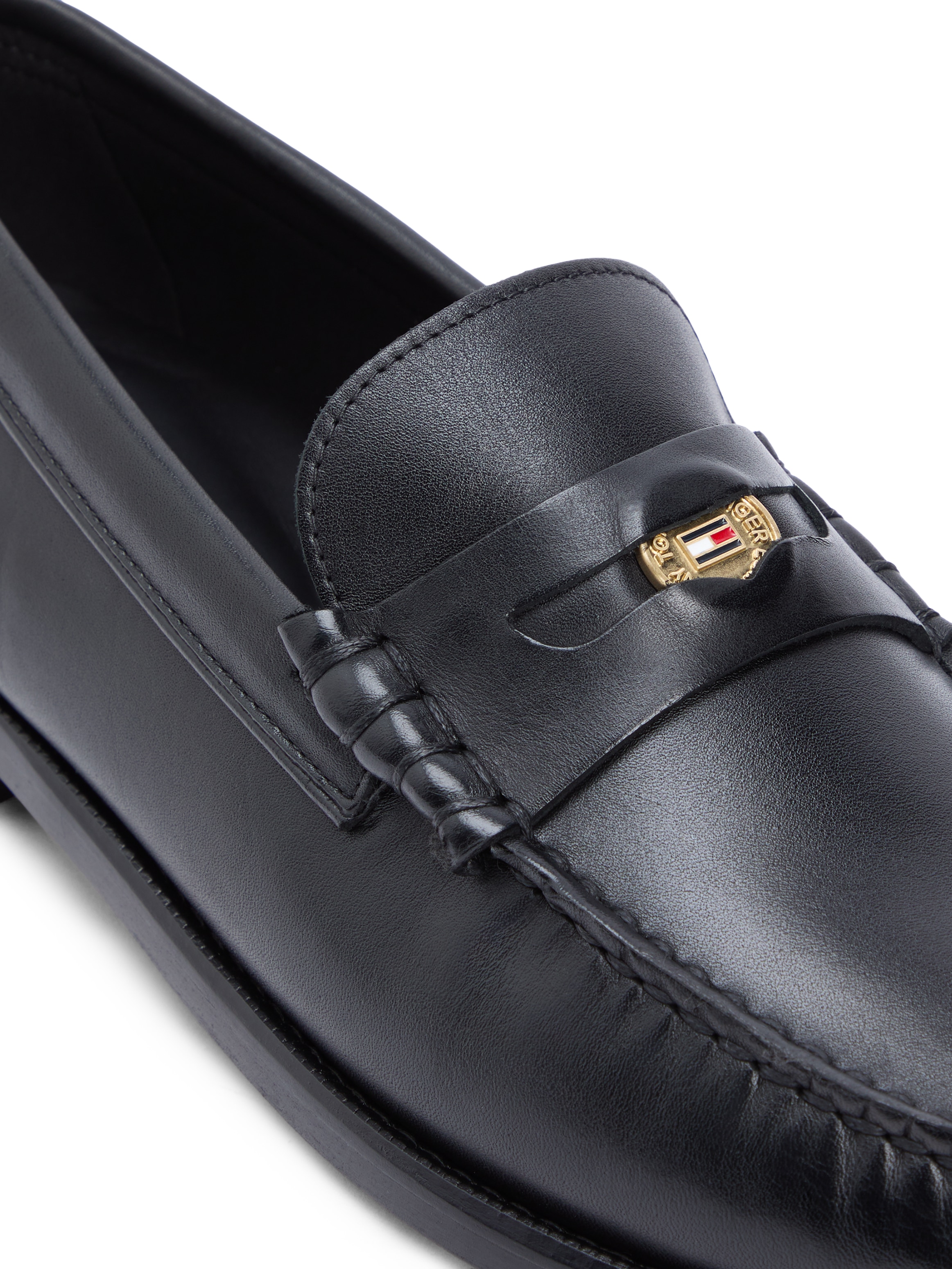 Tommy Hilfiger Loafer »HILFIGER PENNY CRUST LTH LOAFER«  Slipper, Businessschuh mit Zierriegel und Penny