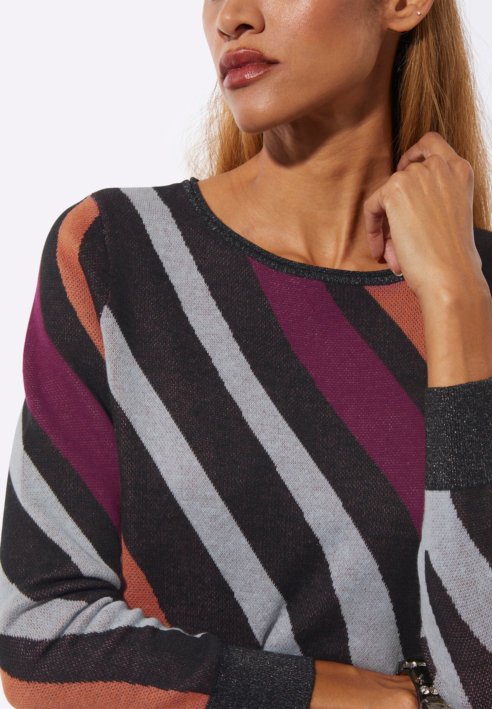creation L Strickpullover »Leinen-Mix-Jacquard-Pullover Jacquard-Pullover mit Glanzgarn«