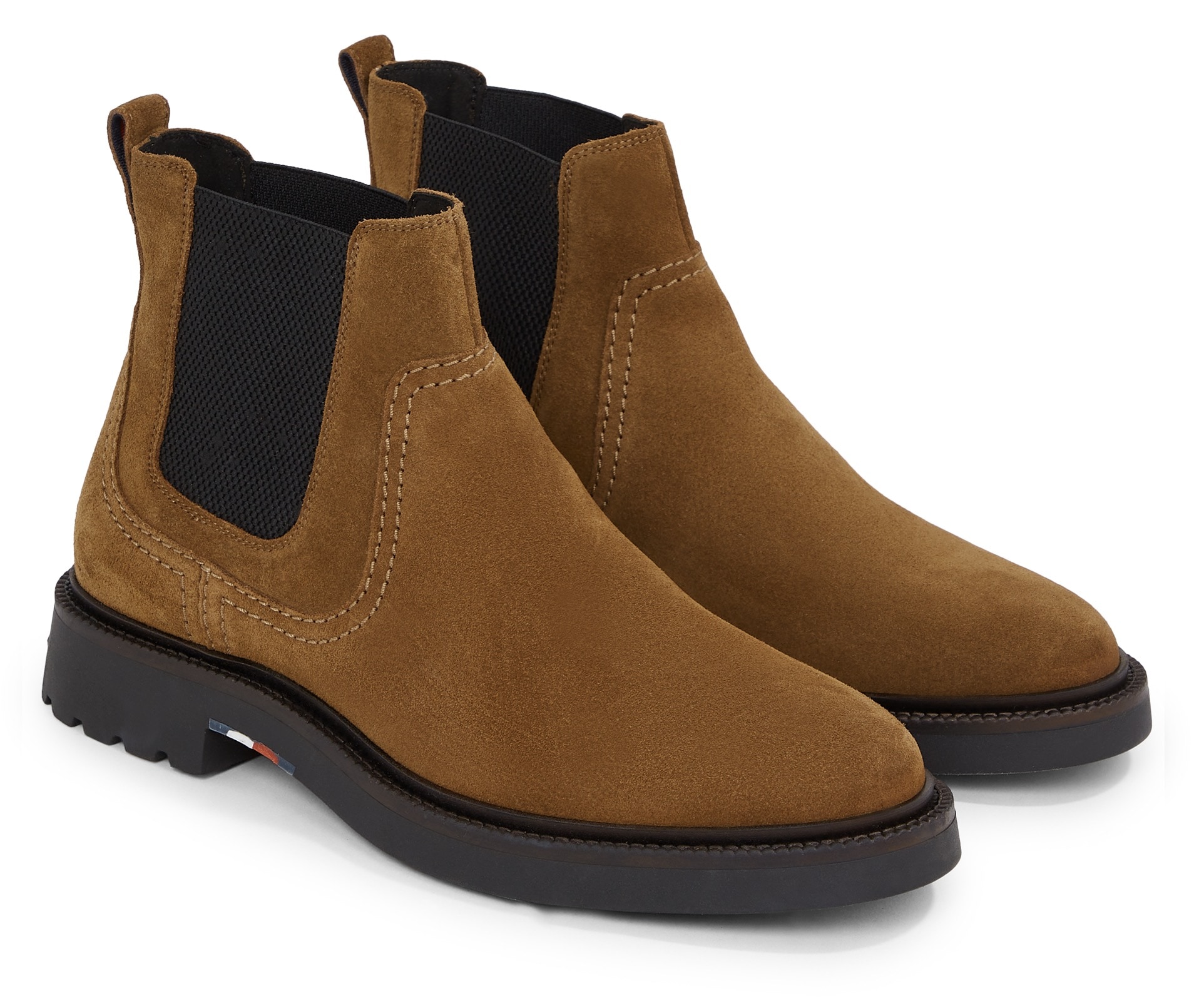 Tommy Hilfiger Chelseaboots »HILFIGER COMFORT LWT SUEDE CHEL«, Blockabsatz, Businessmode, Stiefelette, Boots mit Stretcheinsatz