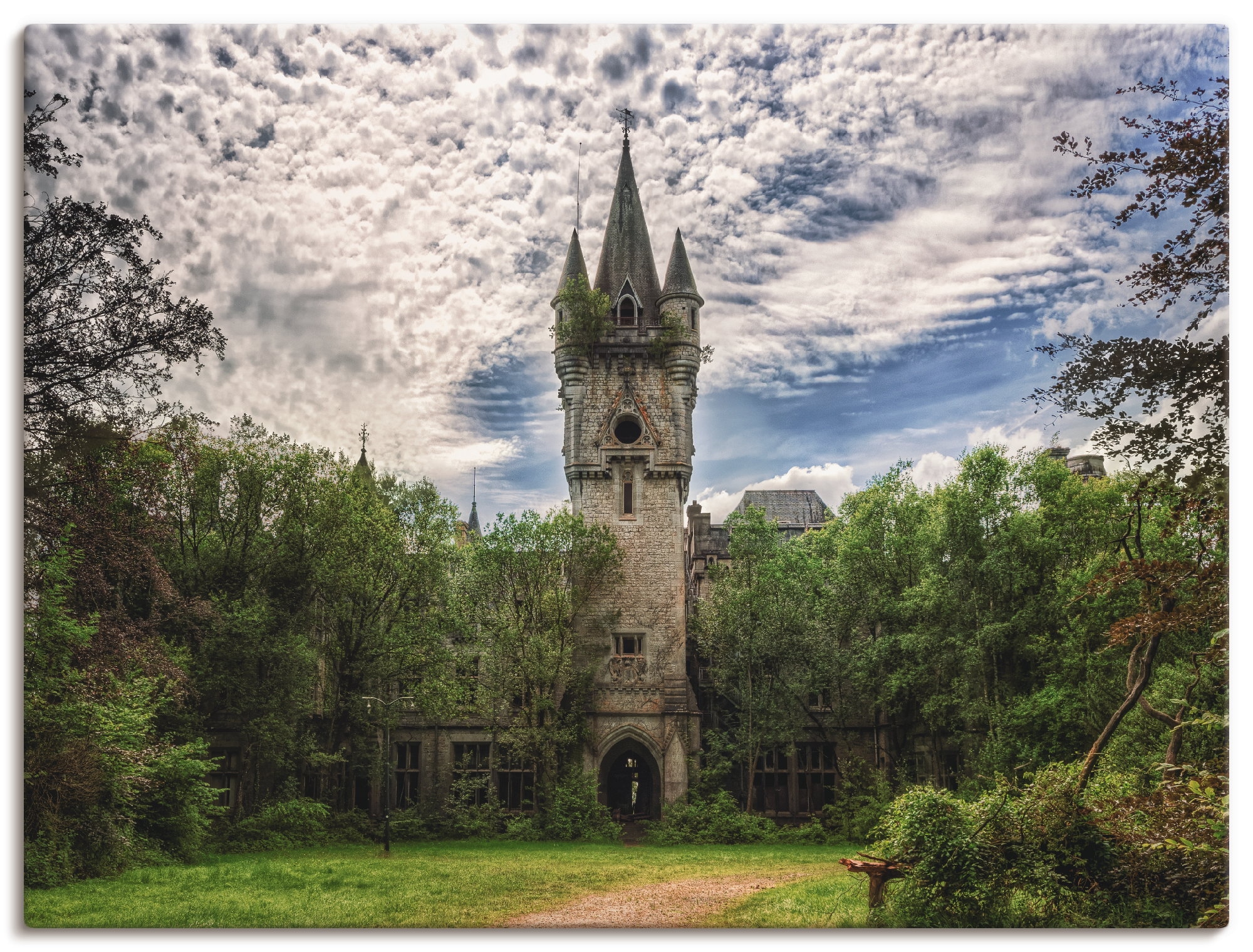Artland Wandbild »Verlassenes Schloß Chateau - Lost Place«, Gebäude, (1 St.), in vielen Größen & Produktarten - Alubild / Outdoorbild für den Außenbereich, Leinwandbild, Poster, Wandaufkleber / Wandtattoo auch für Badezimmer geeignet