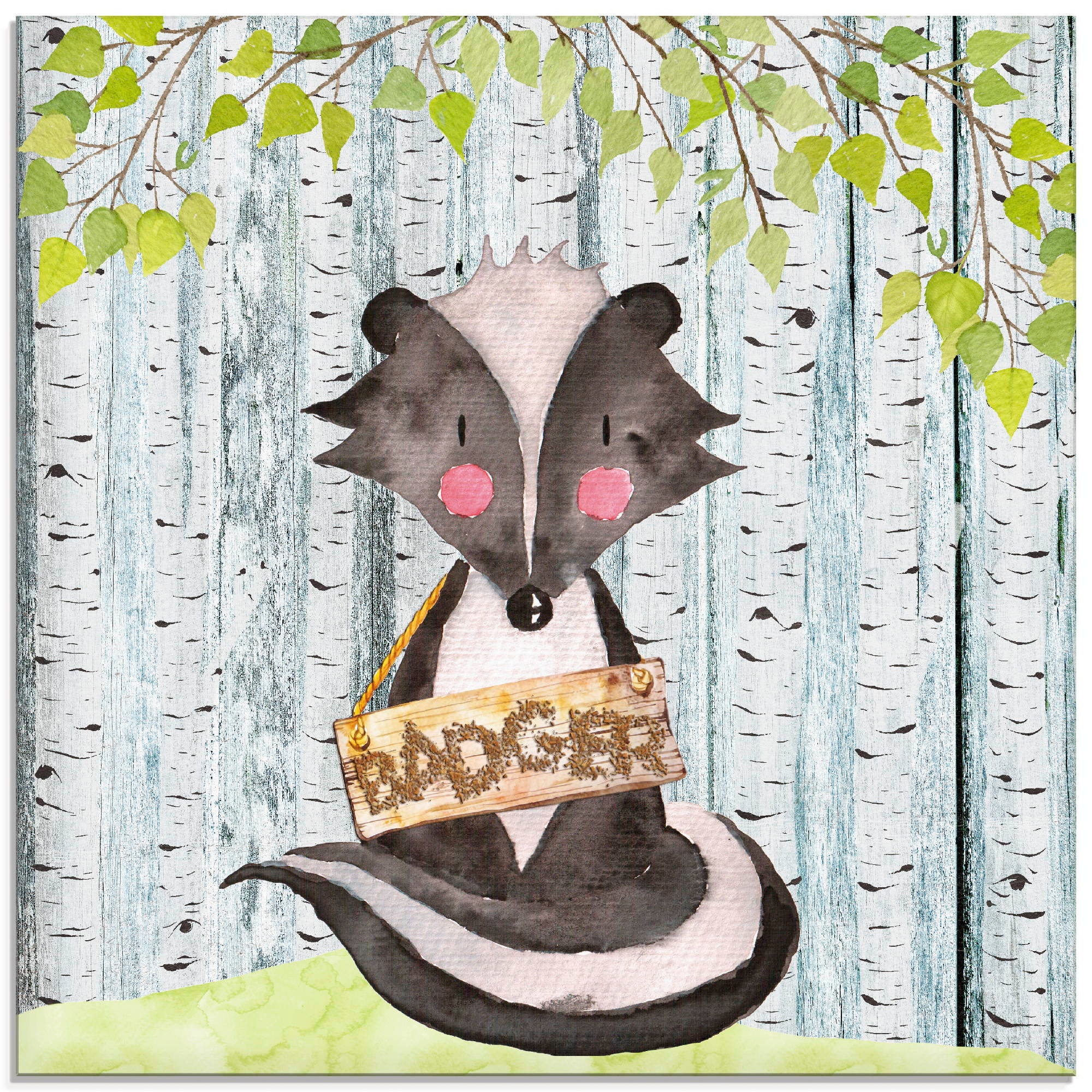 Artland Glasbild »Waldfreunde- der freche Dachs«, Tiere, (1 St.)