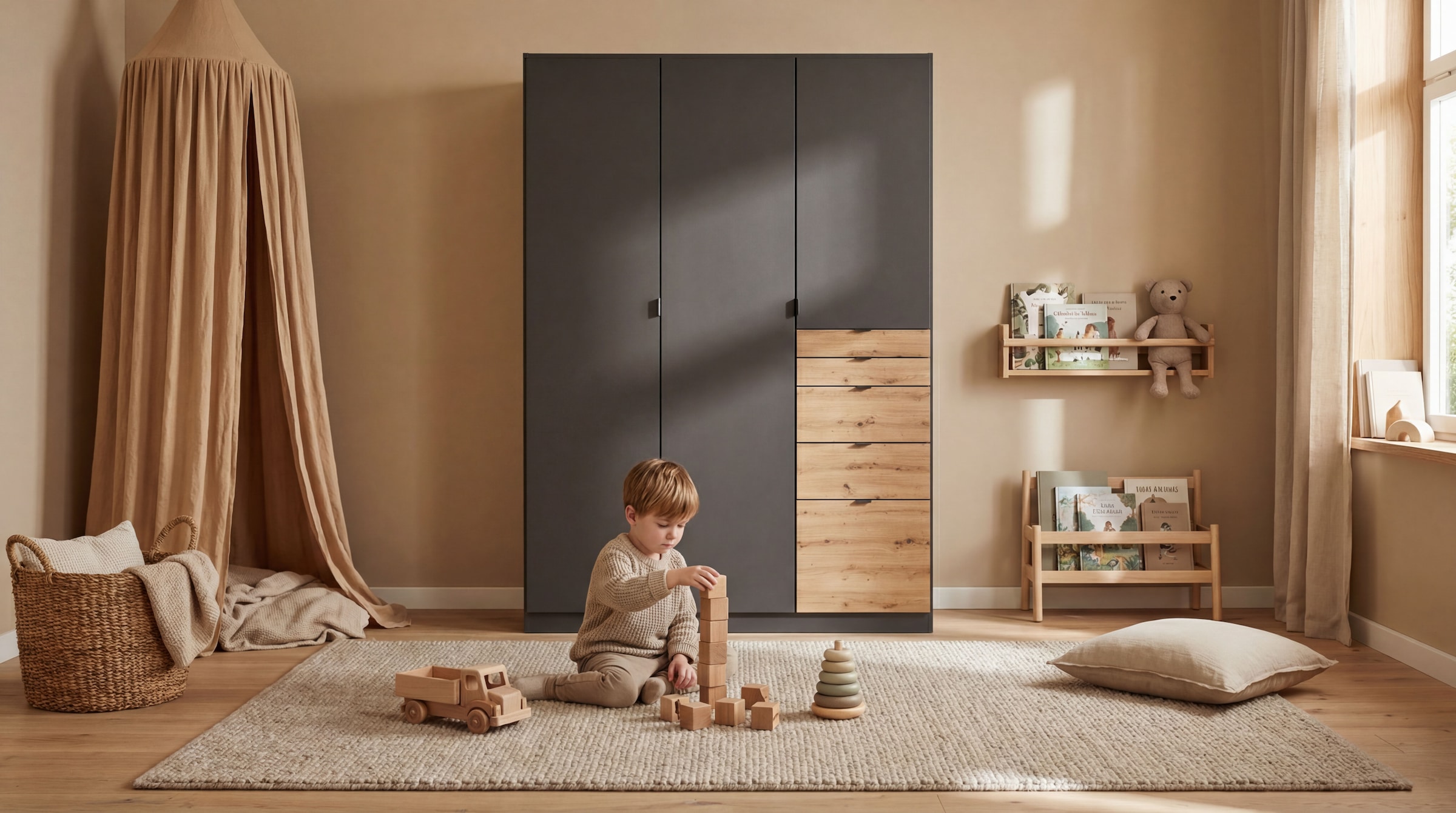 rauch Drehtürenschrank »Kleiderschrank Schrank Garderobe Wäscheschrank Ankleide ONTARIO« Breiten 136/181 cm,  mit 5 Schubladen in unterschiedlichen Größen MADE IN GERMANY