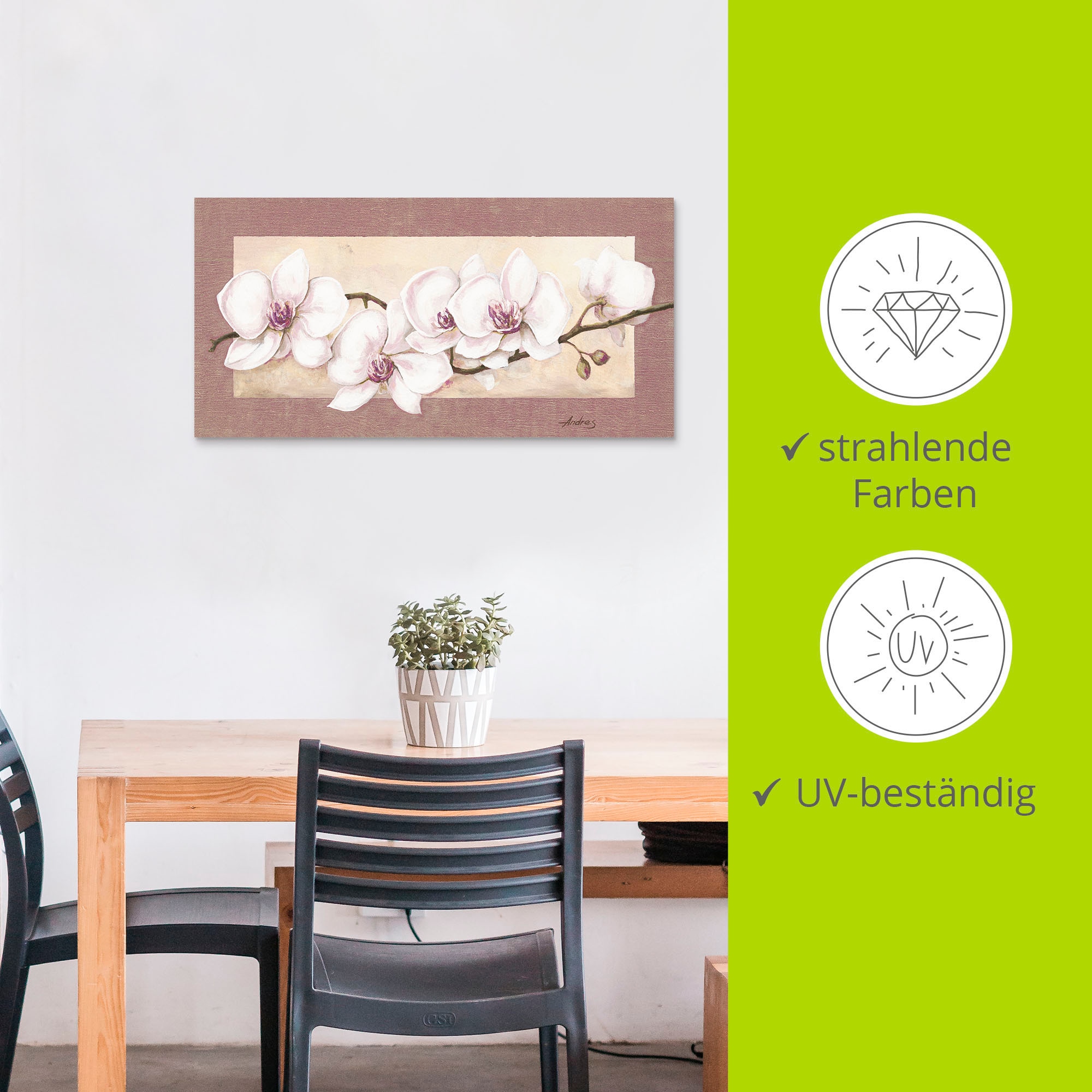 Artland Wandbild »Orchideenzweig_in Beerentönen«, Blumen, (1 St.), als Alubild, Outdoorbild, Leinwandbild in verschied. Größen