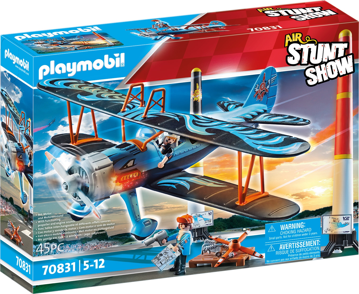 Playmobil® Konstruktions-Spielset »Doppeldecker "Phönix" (70831), Air Stuntshow«, (45 St.), mit Soundeffekten; Made in Germany