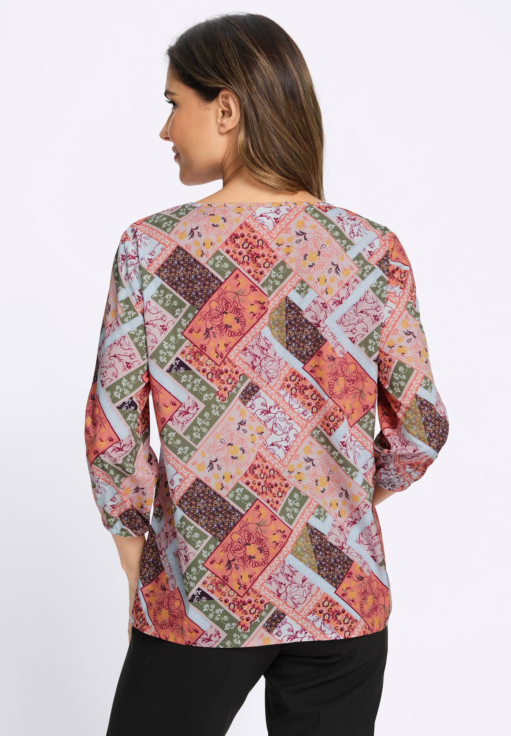 Sieh an! Longbluse »Druck-Tunika Druckbluse mit Patchwork-Muster«