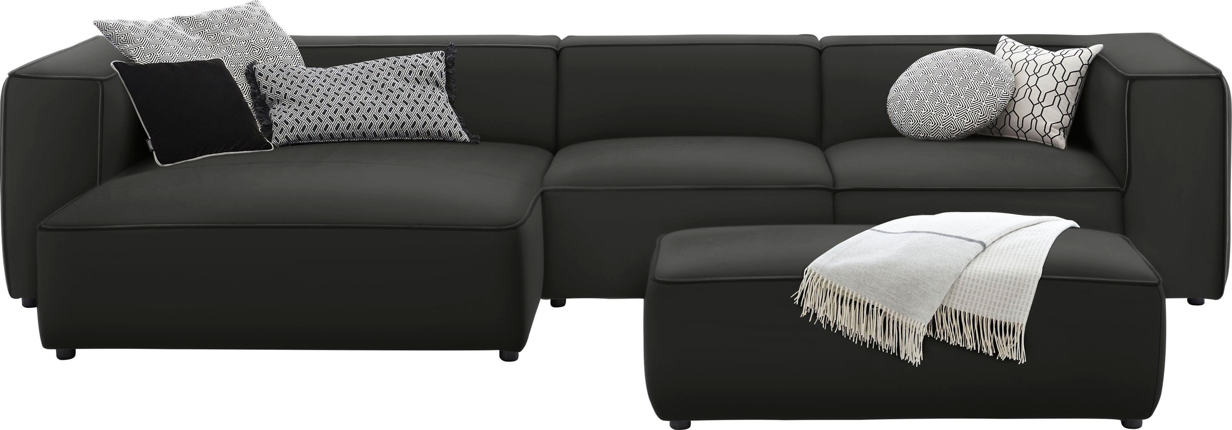 W.SCHILLIG Ecksofa »around-the-block«, mit eleganter Biese, mit Federkern, Breite 341 cm
