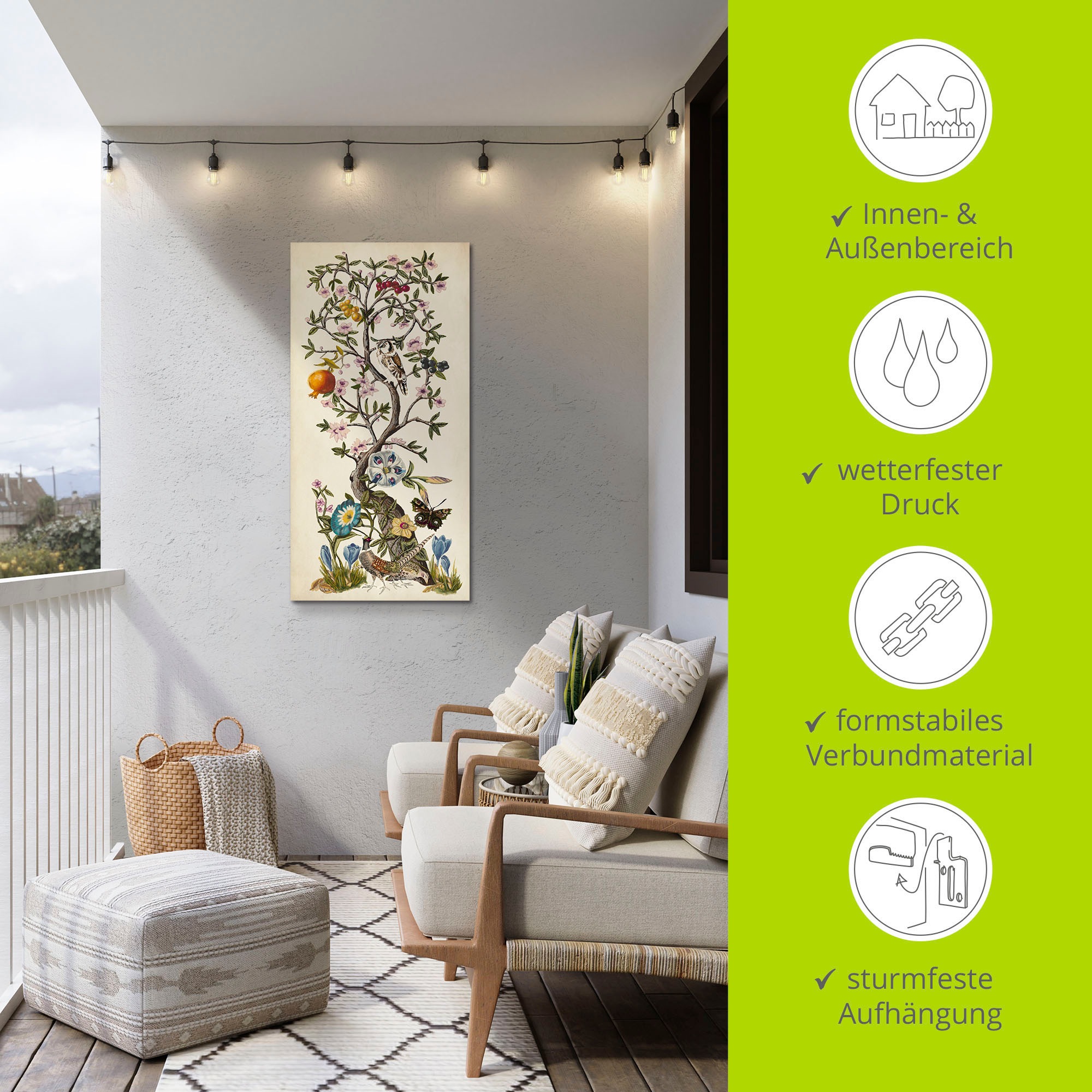 Artland Wandbild »Chinoiserie Natur I«, Pflanzen, (1 St.), als Alubild, Outdoorbild, Leinwandbild, Poster in verschied. Größen