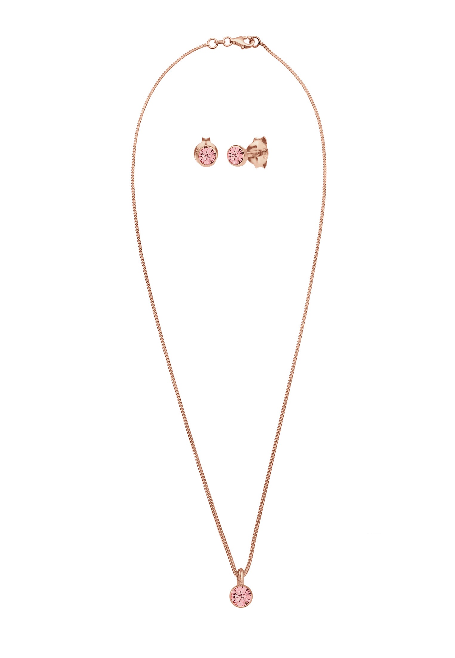Elli Ohrring und Ketten Set »Schmuckset Basic Solitär 925 Sterling Silber, mit Kristallen von Swarovski®«