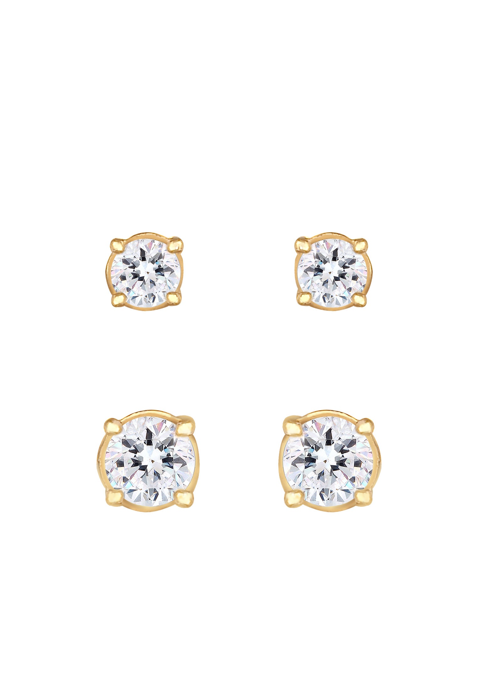 Elli Ohrstecker-Set »Ohrringe Paar Ohrstecker Rund Kristalle (4 tlg) 925 Sterling Silber«