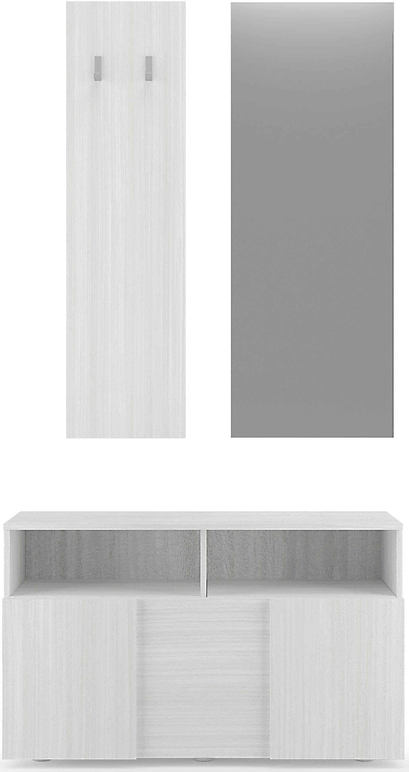 INOSIGN Garderoben-Set »Dama 3tlg. Breite 91 cm, Höhe 187 cm, Front in 3D-Optik,«, (3 St.), (Schuhbank, Garderobenpaneel, Spiegel) Eucalipto
