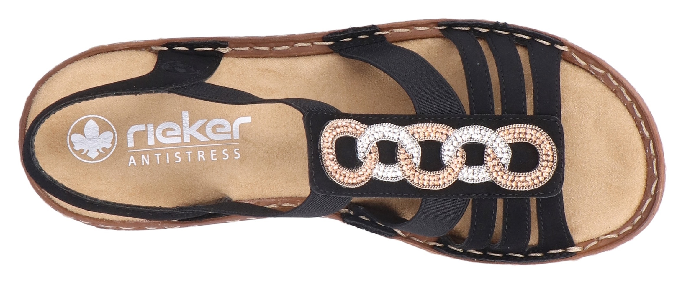 Rieker Sandale, Riemchensandale, Sommerschuh, Urlaubschuh mit seitlichen Gummizügen